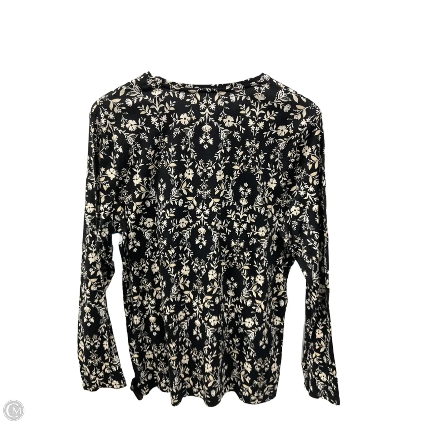 Top Long Sleeve By Croft And Barrow In Black & Cream, Size: Xl