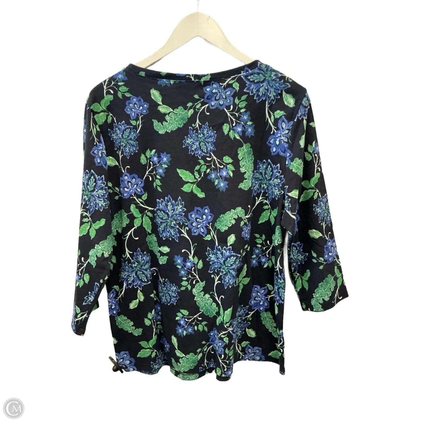 Top 3/4 Sleeve By Karen Scott In Blue & Green, Size: Xl