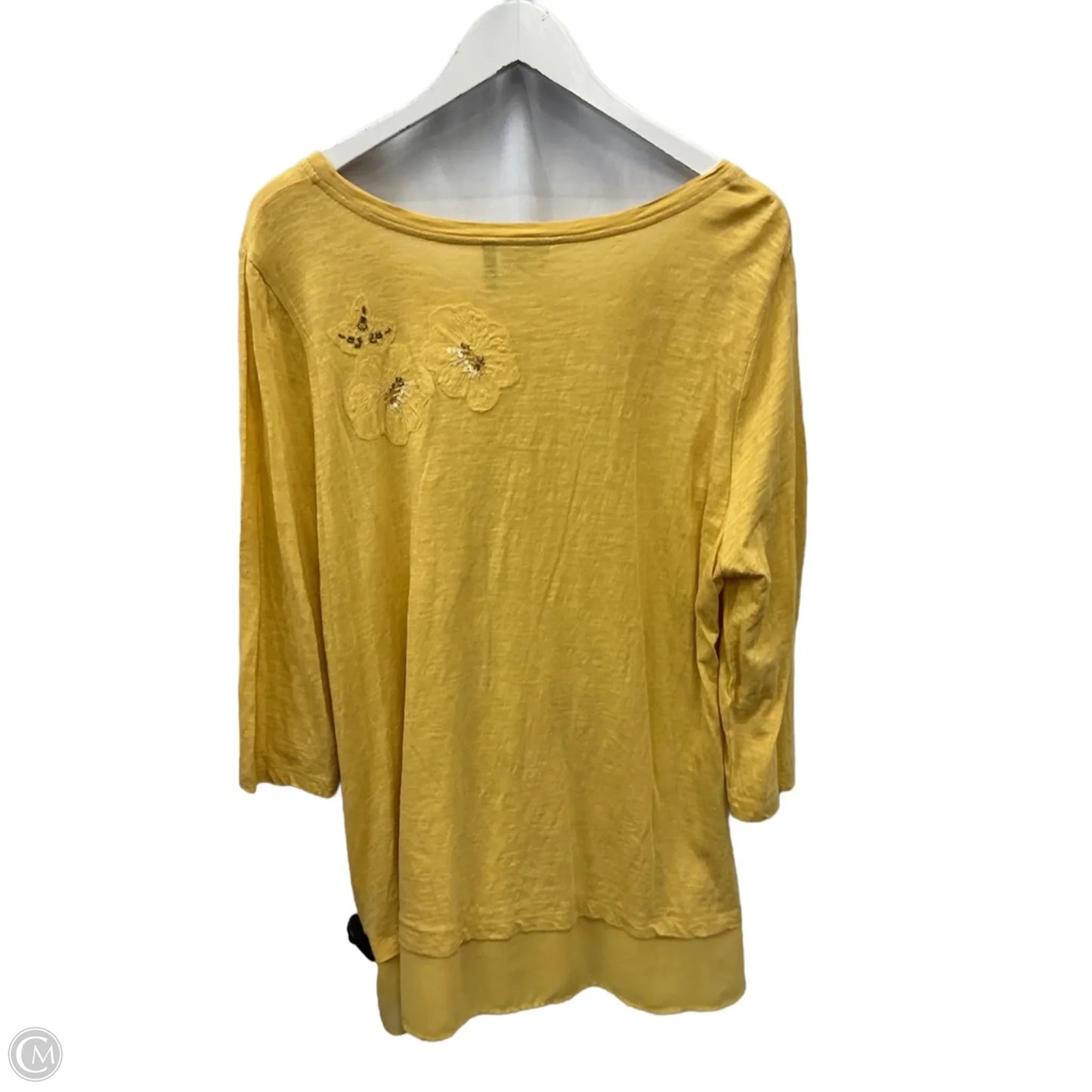 Top 3/4 Sleeve By Logo In Yellow, Size: L