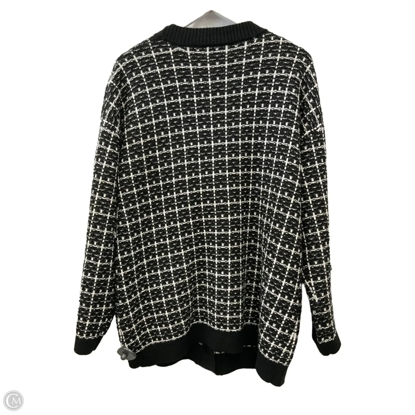 Sweater Cardigan By Calligraphie In Black & White, Size: Xl