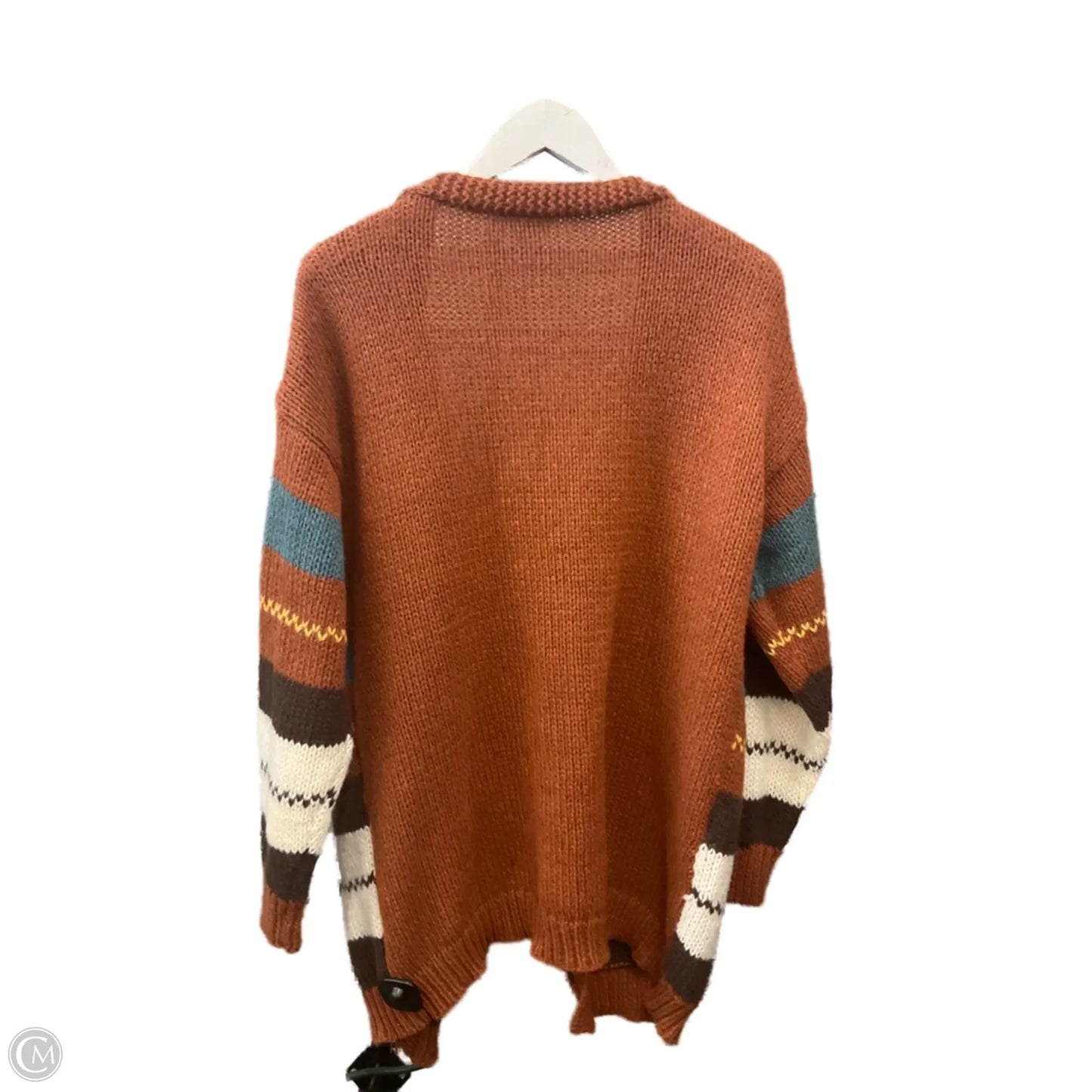 Sweater Cardigan By Clothes Mentor In Brown & Green, Size: 1x