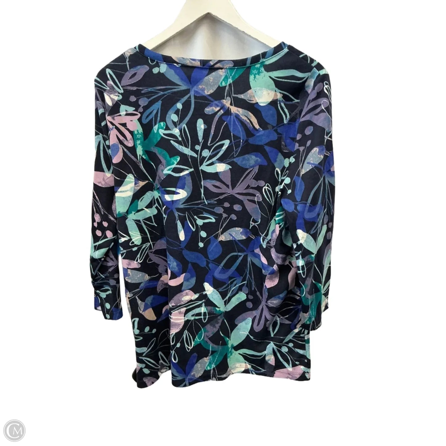 Top 3/4 Sleeve Basic By Karen Scott In Blue, Size: Xl