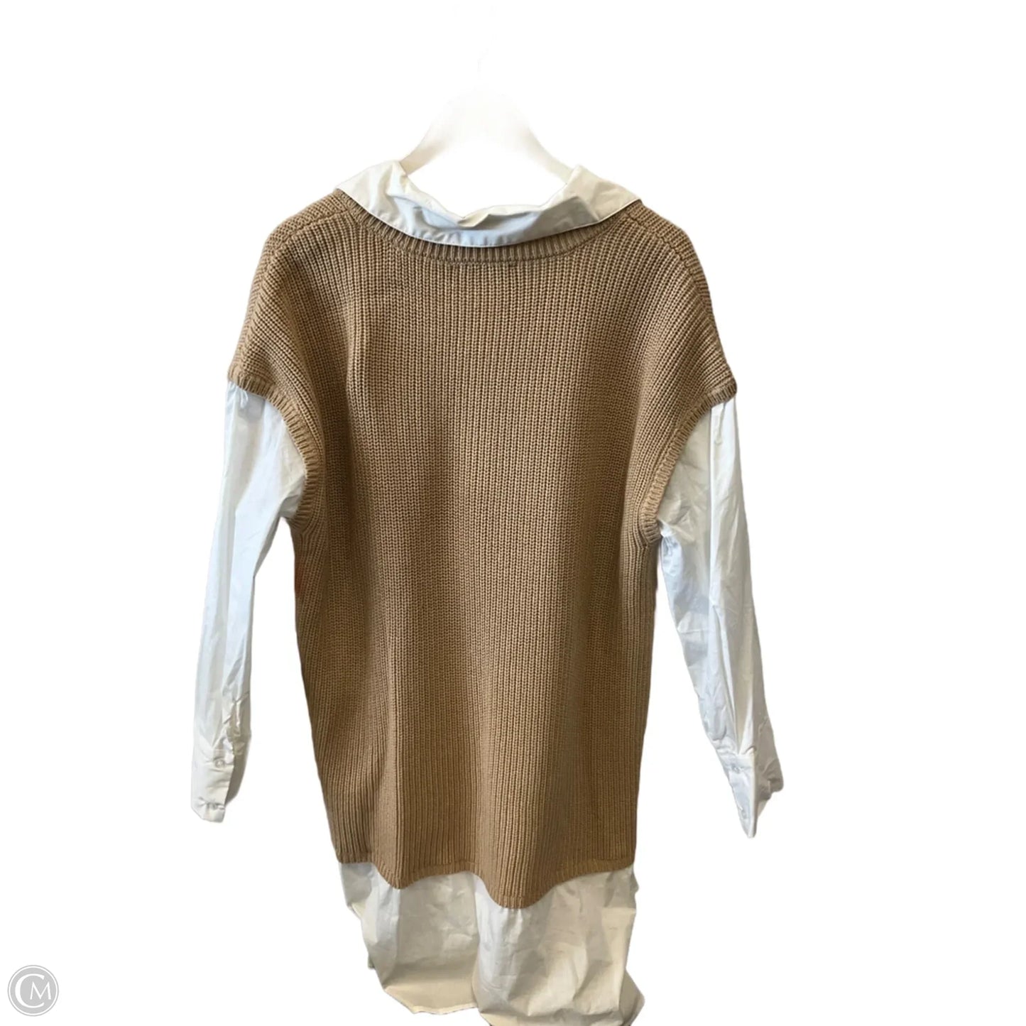 Tunic Long Sleeve By Eloquii In Tan & White, Size: Xl