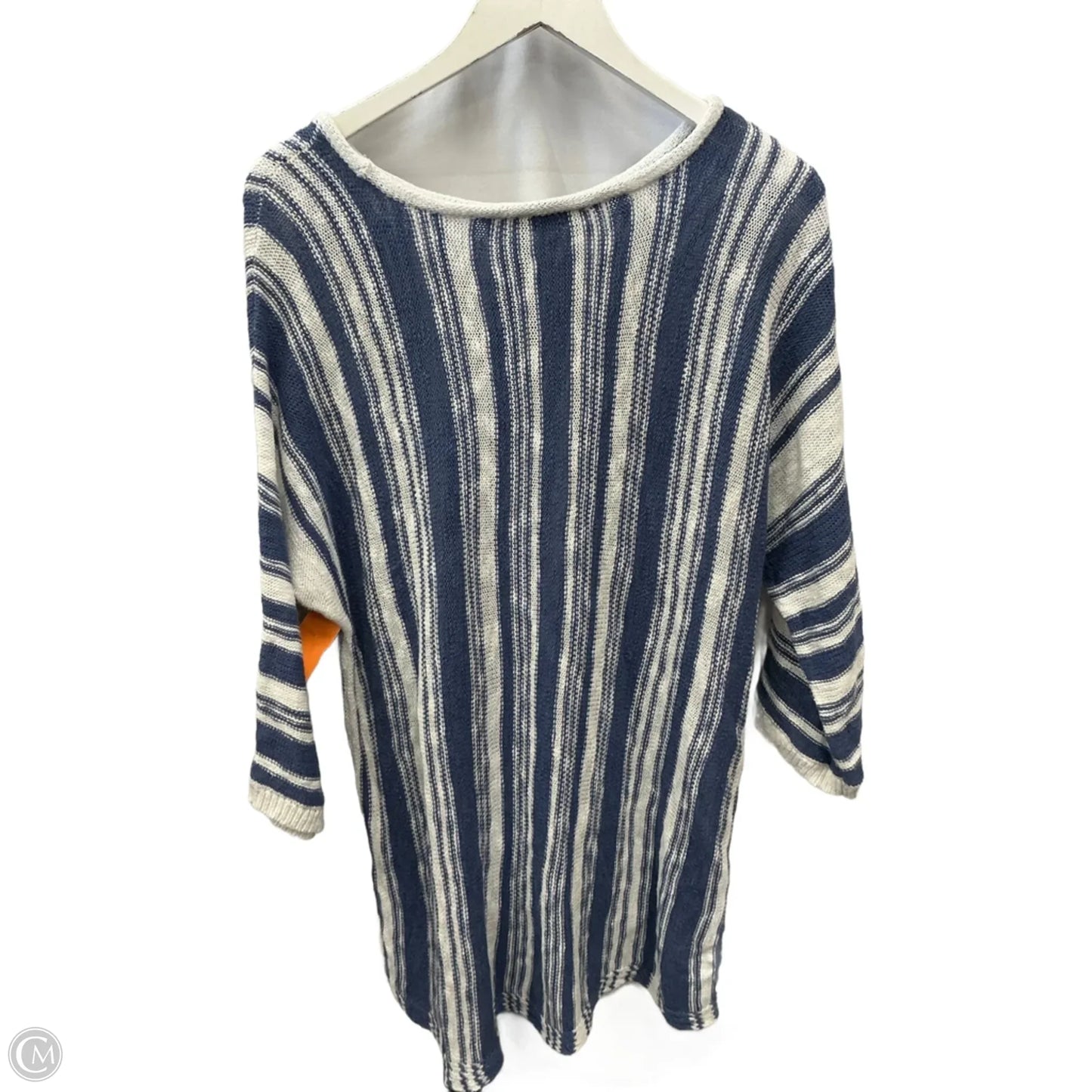 Top 3/4 Sleeve By Tribal In Blue & White, Size: L
