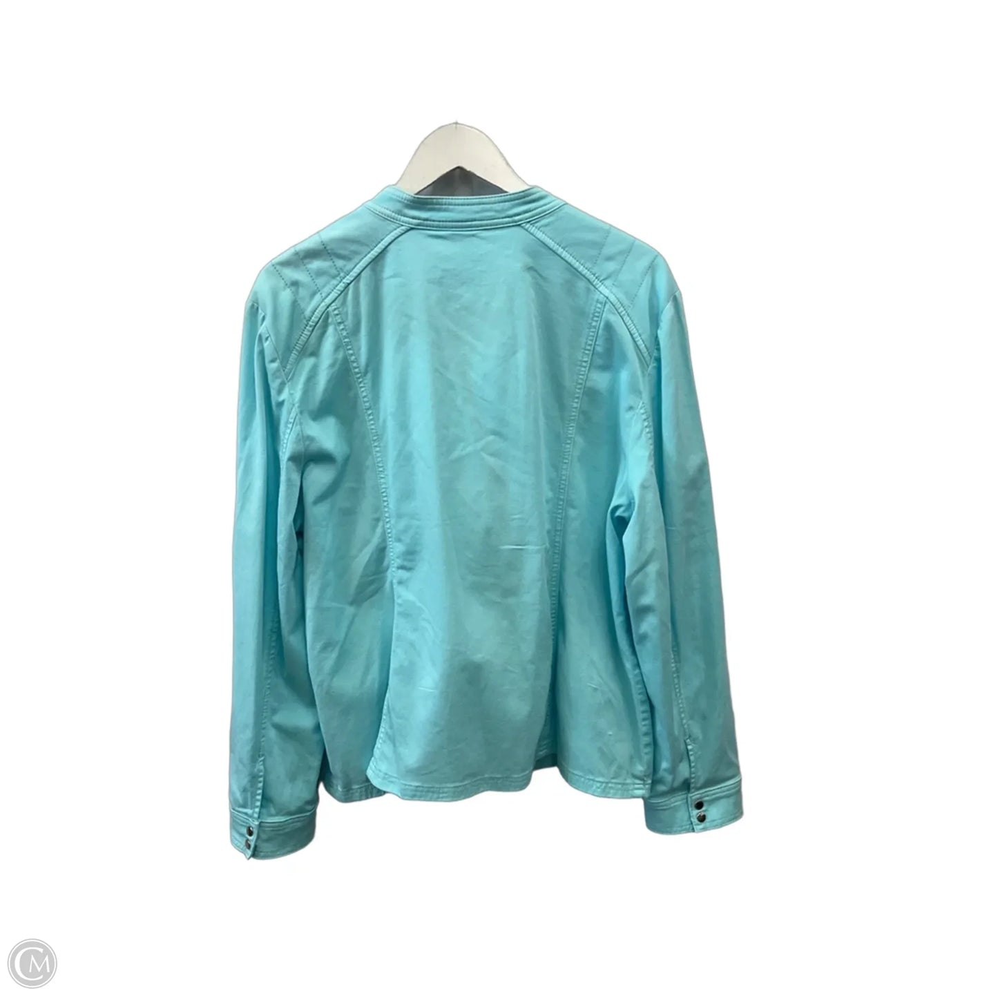 Jacket Denim By Chicos In Aqua, Size: 1x