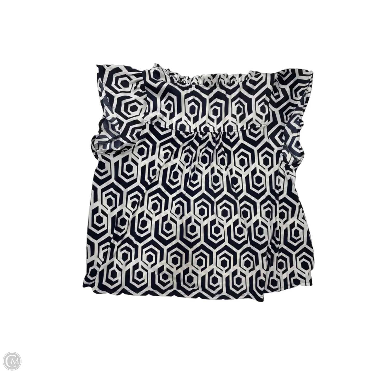 Top Short Sleeve By Lane Bryant In Blue & White, Size: 2x