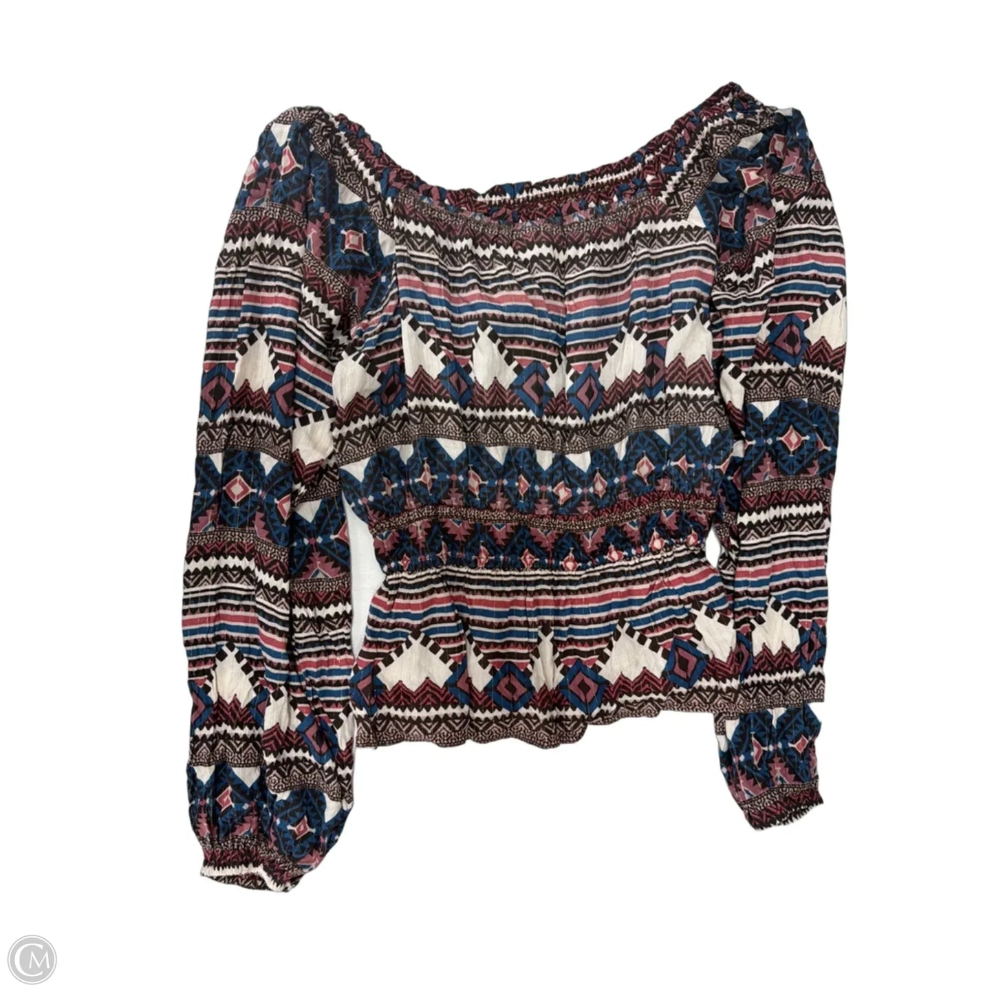 Top Long Sleeve By Clothes Mentor In Geometric Pattern, Size: M