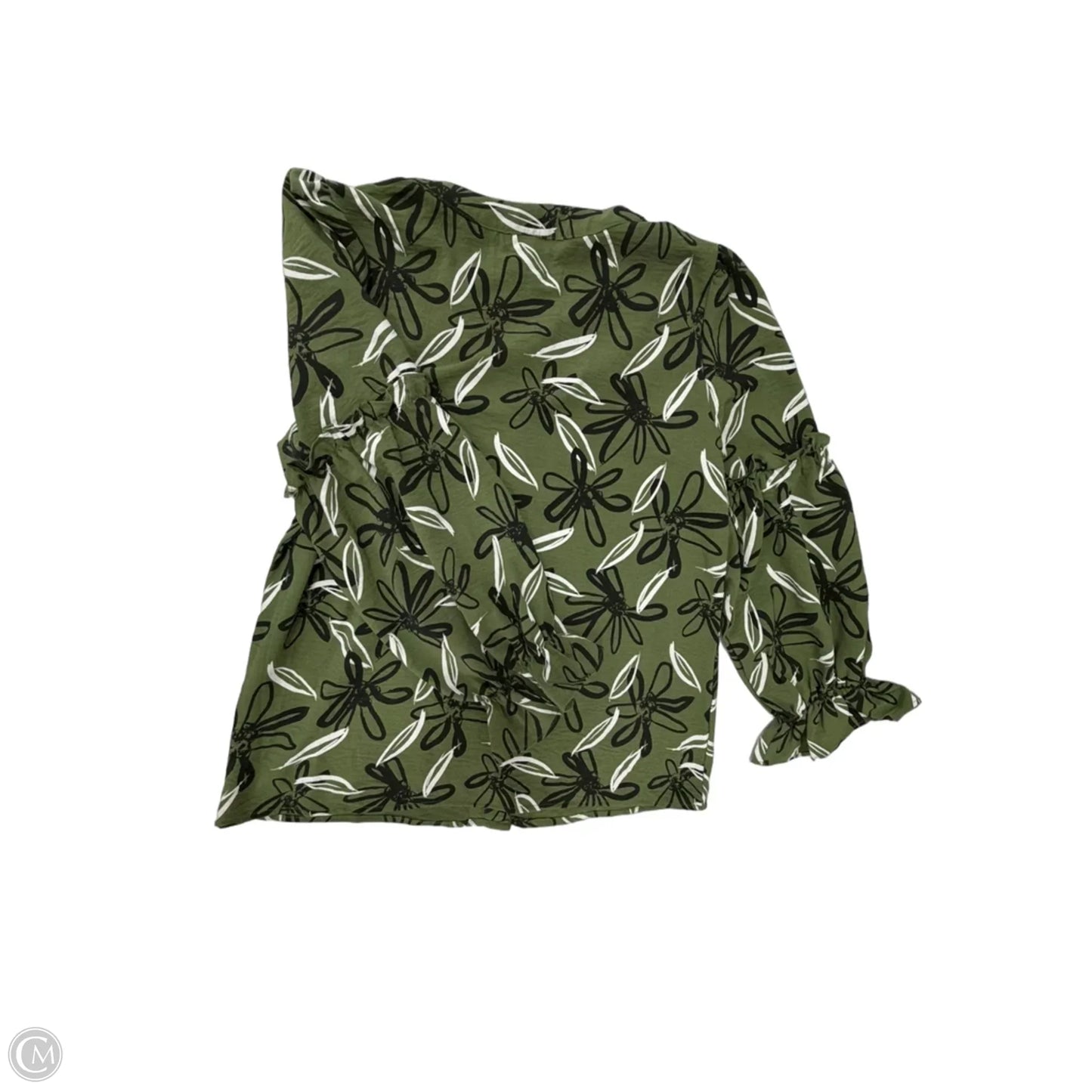 Top Long Sleeve By Adrienne Vittadini In Green, Size: M