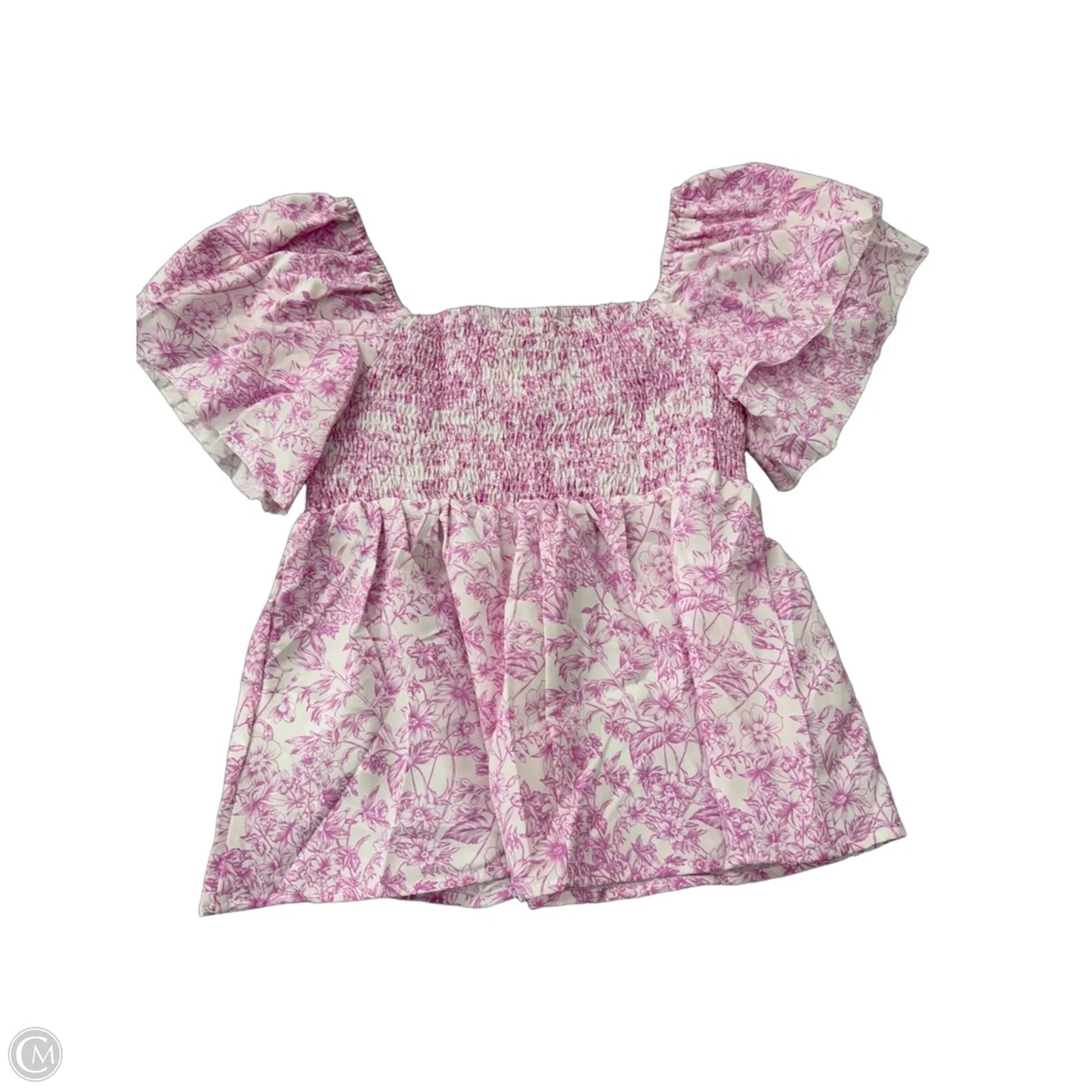 Top Short Sleeve By Shein In Floral Print, Size: M