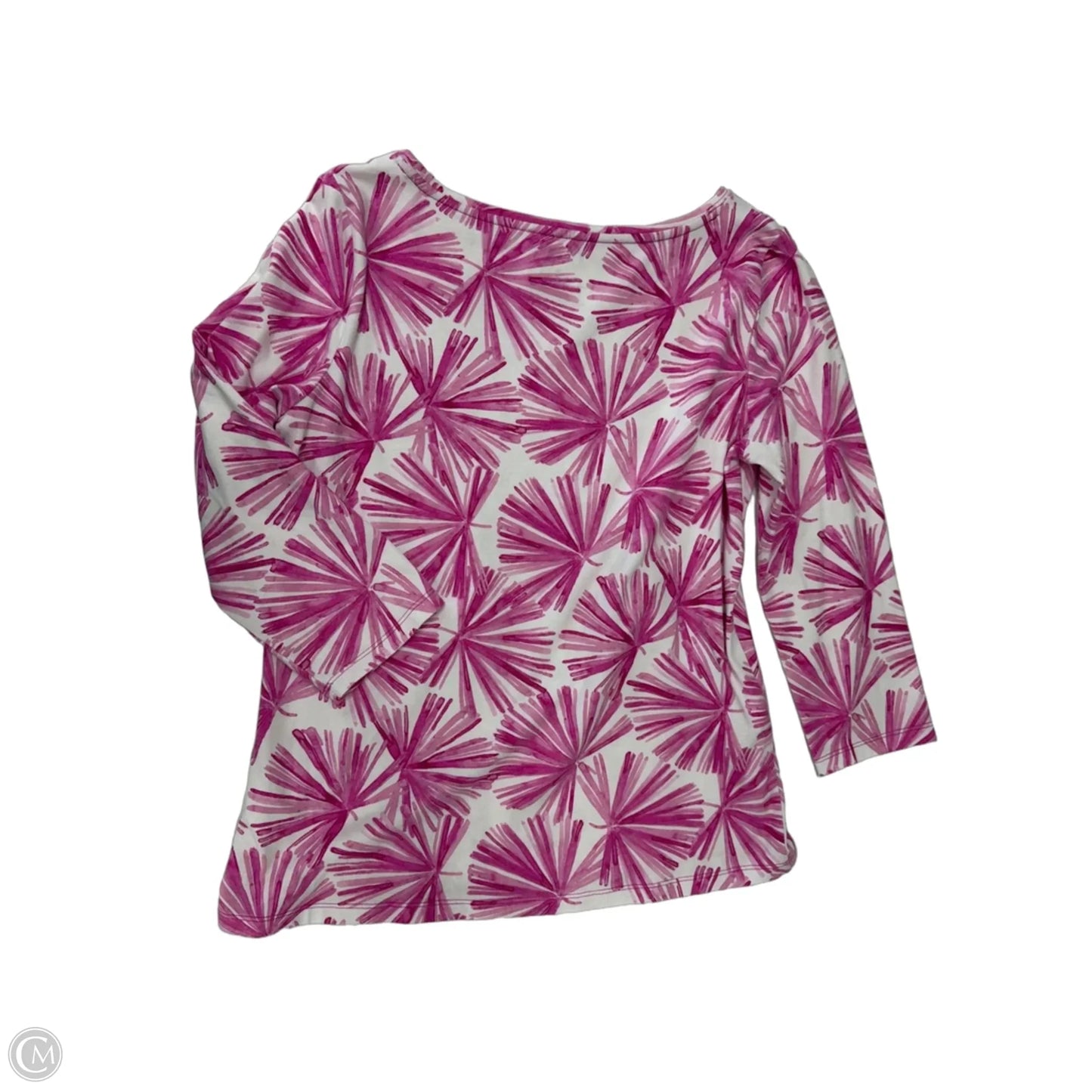 Top 3/4 Sleeve By Talbots In Pink & White, Size: Mp