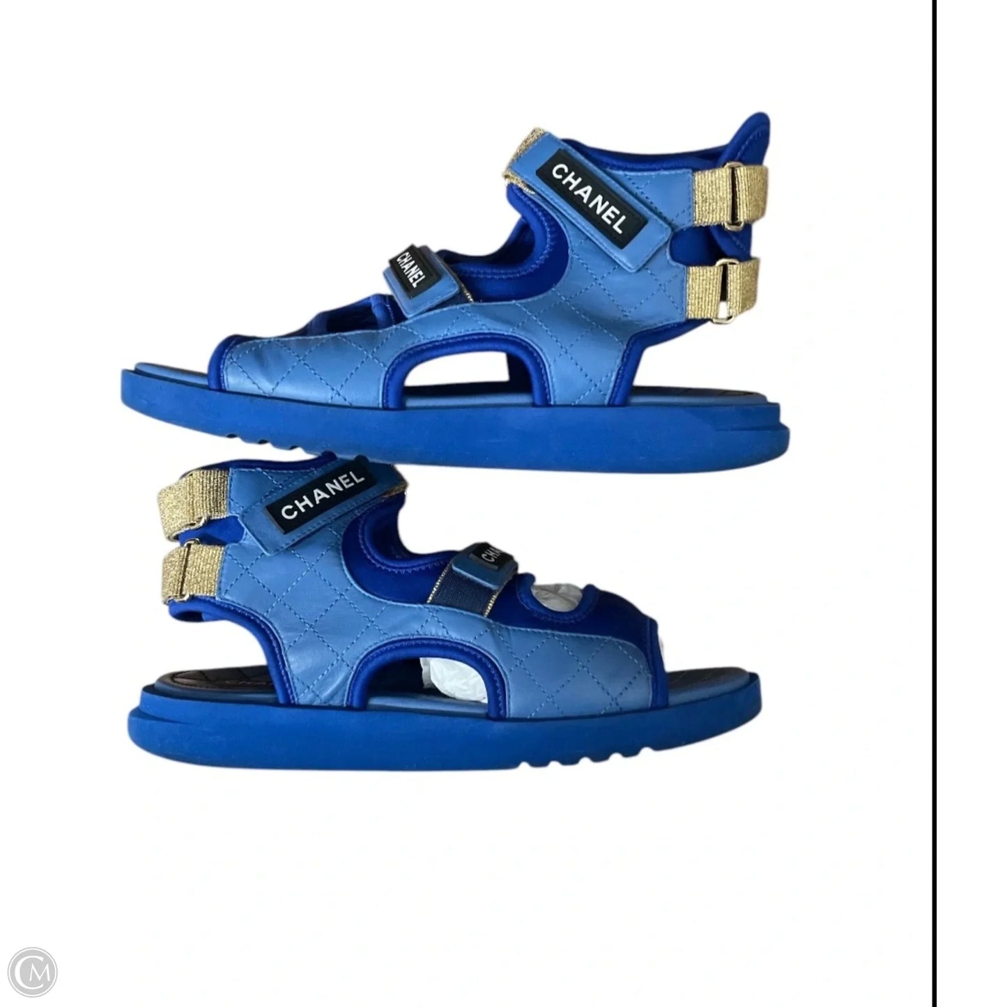 Sandals Luxury Designer By Chanel In Blue