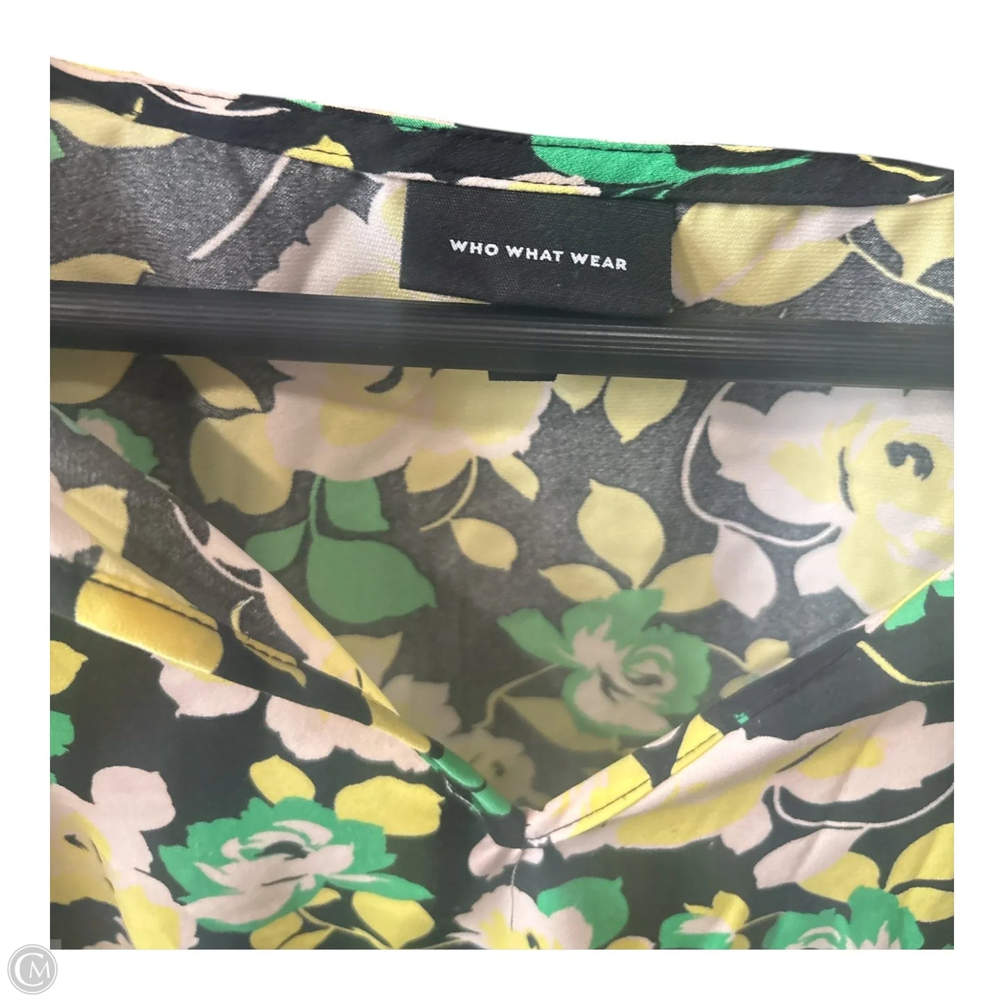 Top Long Sleeve Basic By Who What Wear In Green & Yellow, Size: M