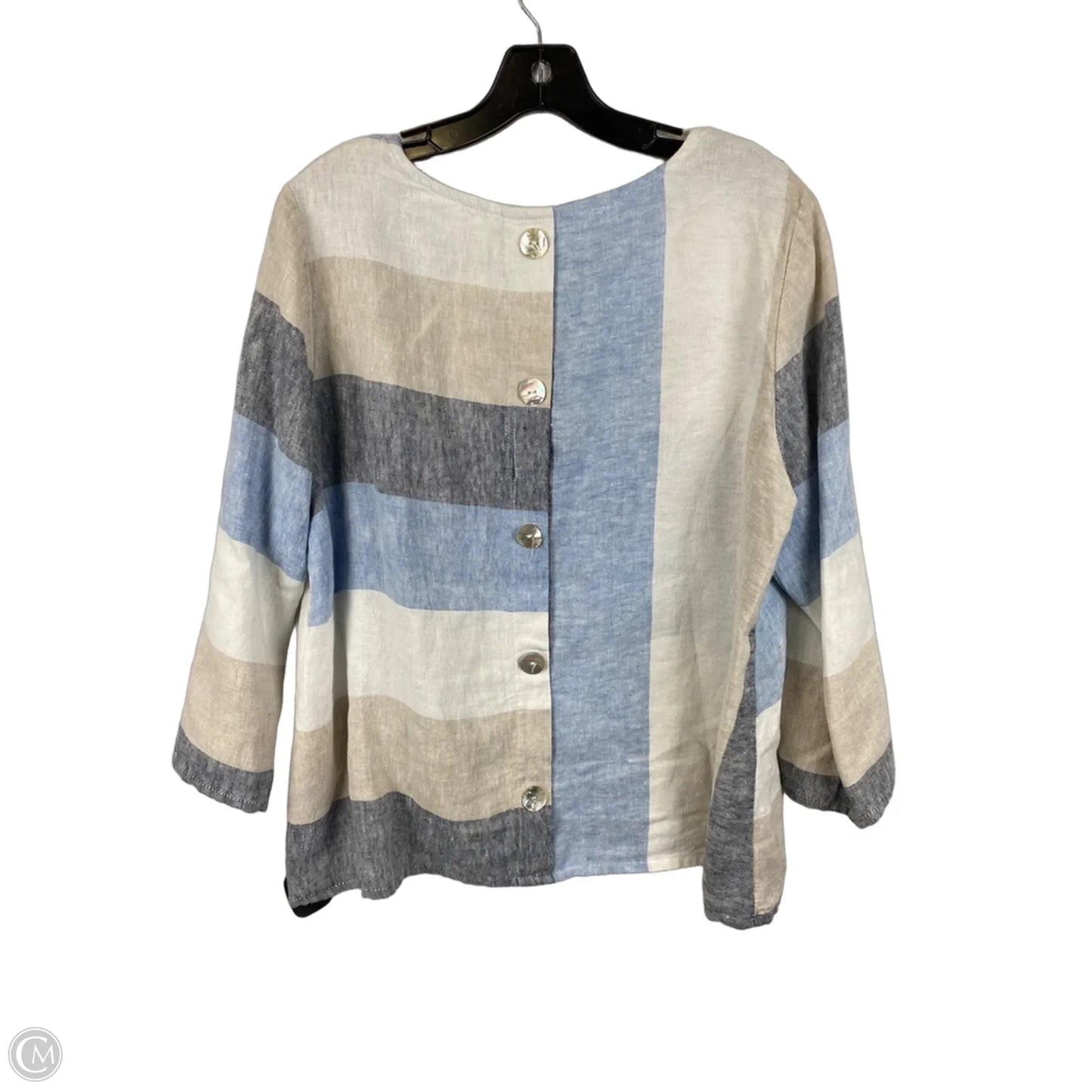 Top Short Sleeve By The Great. In Blue & Tan, Size: S