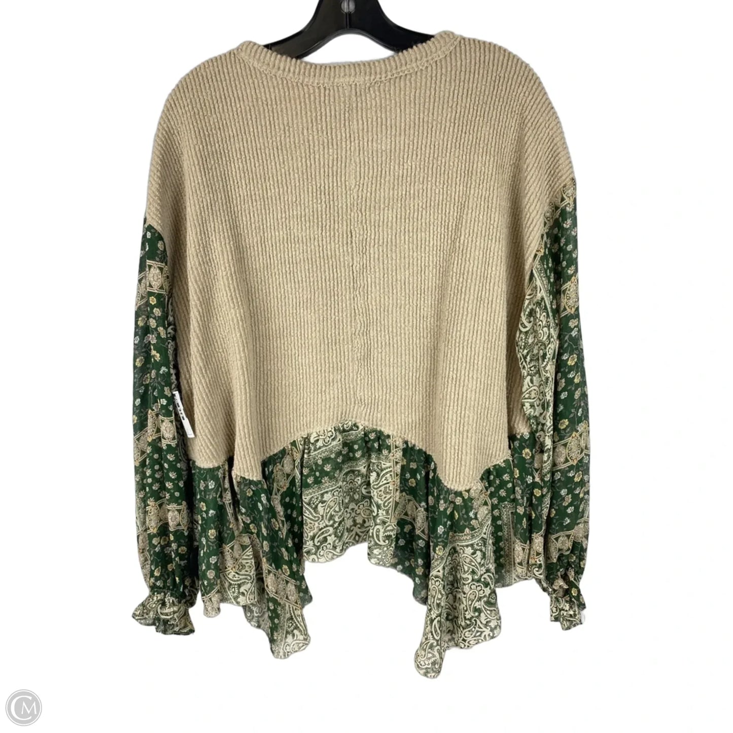 Top Long Sleeve By &merci In Green & Tan, Size: L