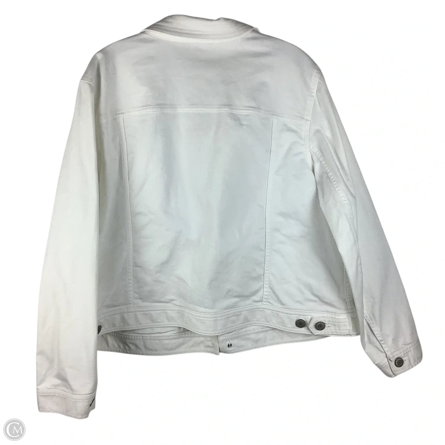 Jacket Denim By Talbots In White Denim, Size: 2x
