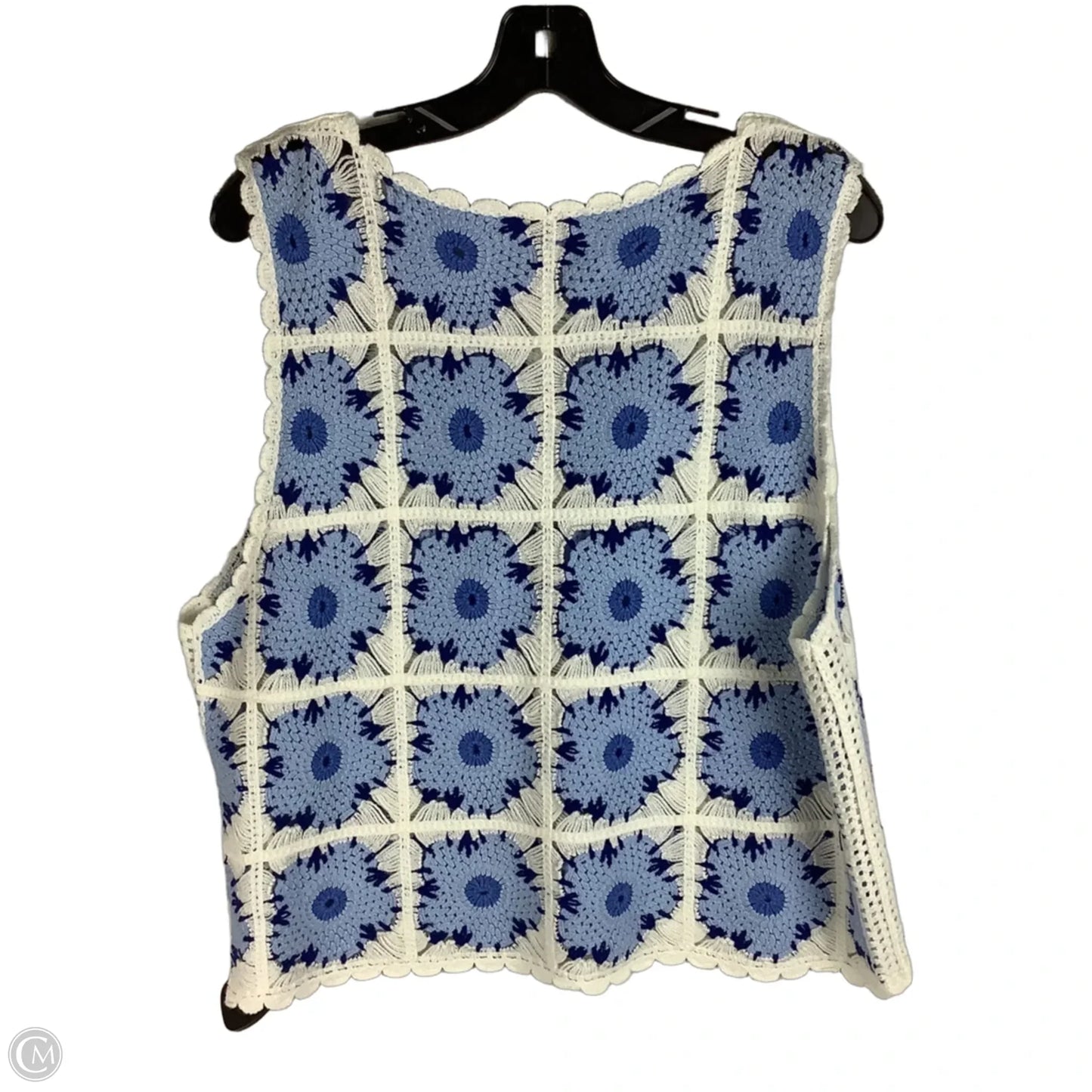 Top Sleeveless By Cece In Blue & White, Size: Xl