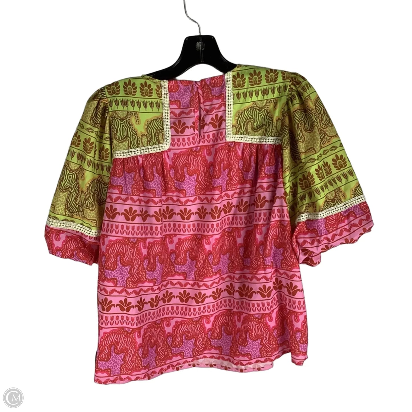 Top Short Sleeve By Thml In Green & Pink, Size: L