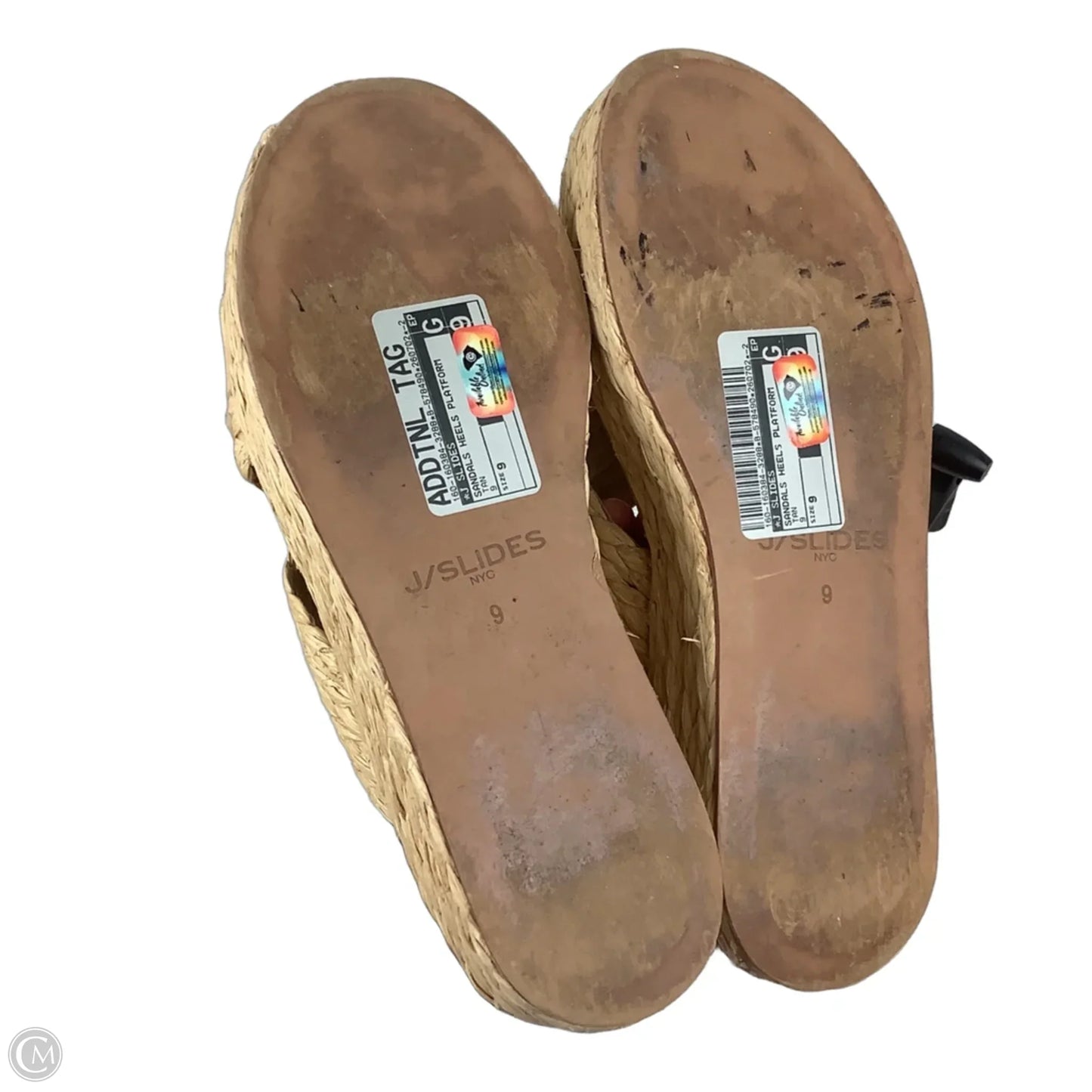 Sandals Heels Platform By J Slides In Tan, Size: 9