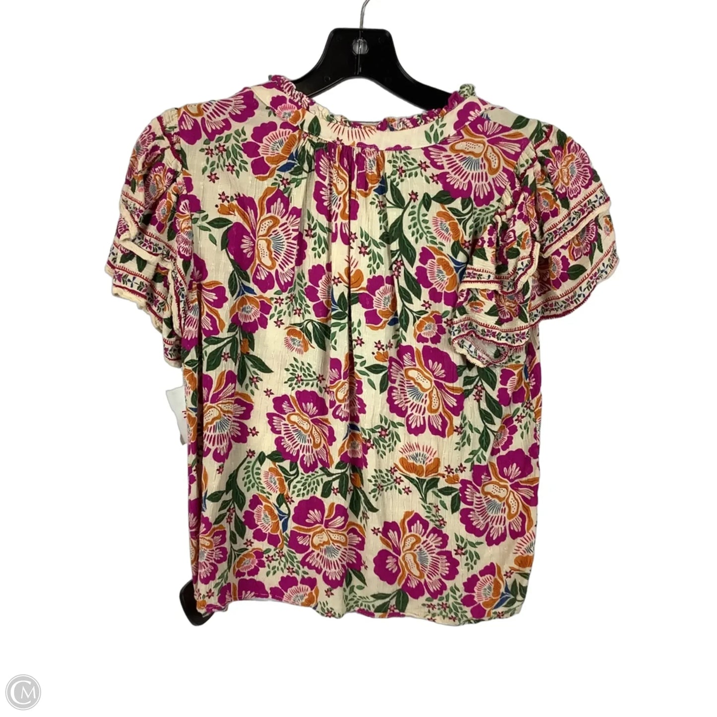 Top Short Sleeve By Nicole Miller In Floral Print, Size: M