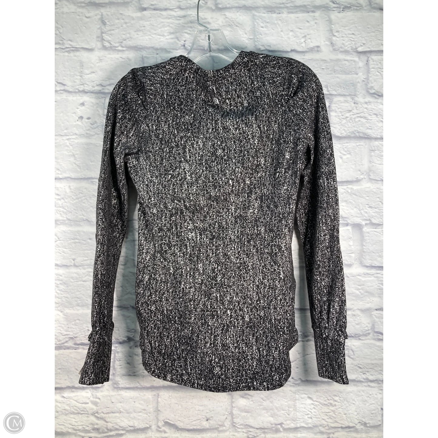 Athletic Top Long Sleeve Crewneck By Lululemon In Black & White, Size: S