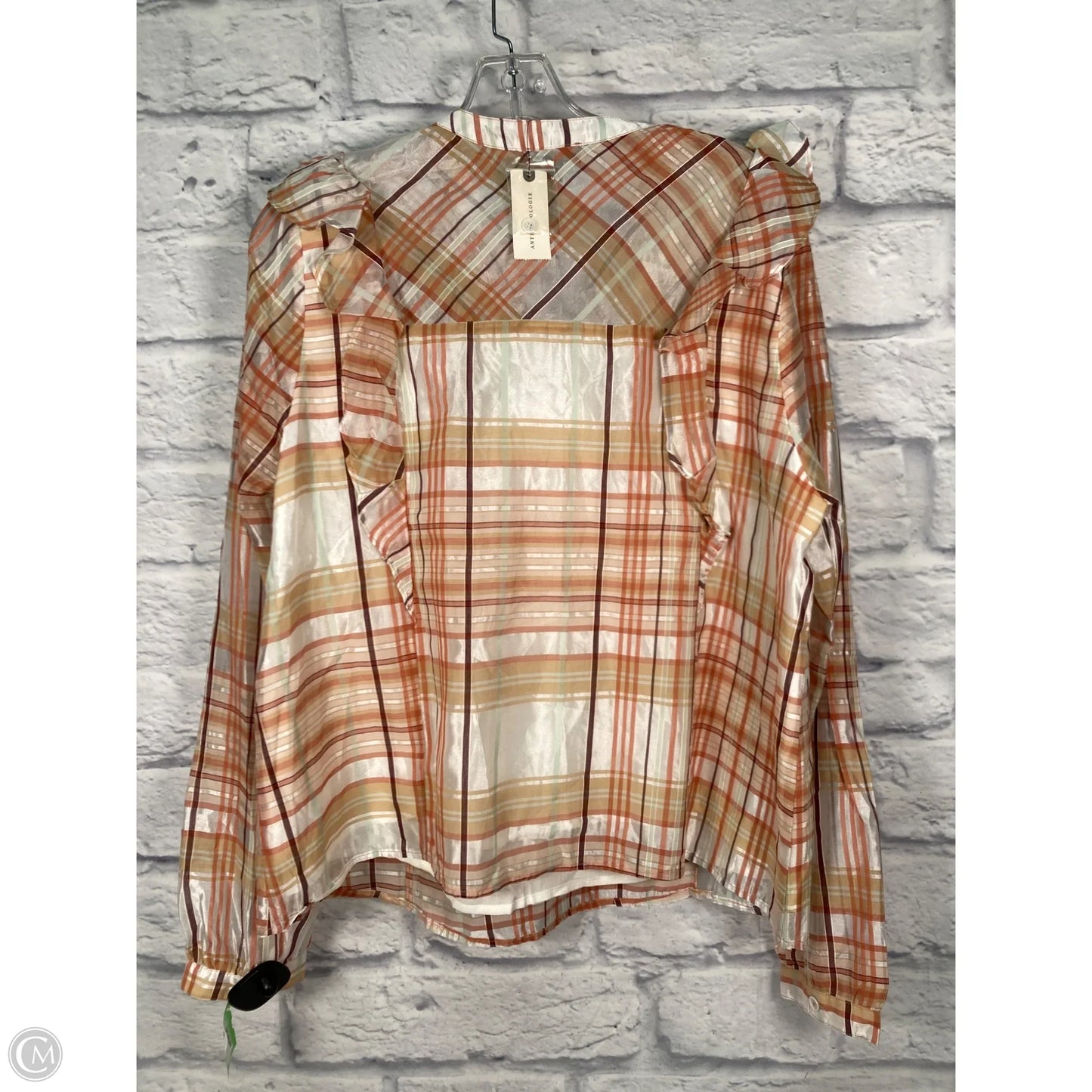 Top Long Sleeve By Current Air In Brown & Cream, Size: L