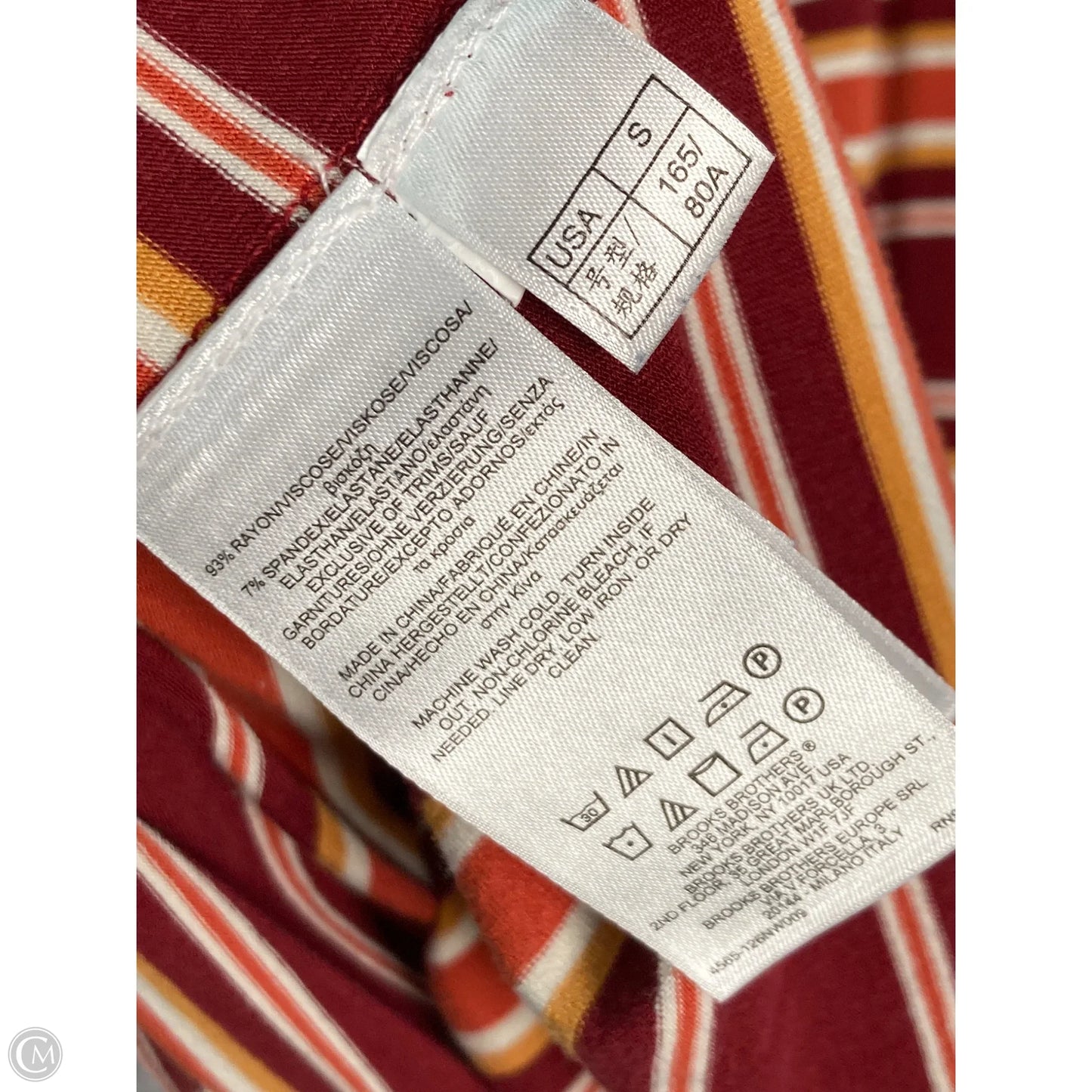 Top Long Sleeve By Brooks Brothers In Orange & Red, Size: S