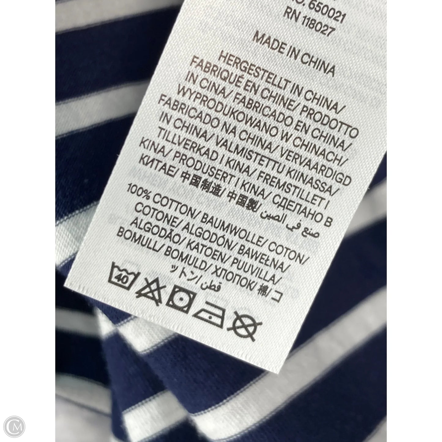 Top Long Sleeve Basic By Boden In Blue & White, Size: L