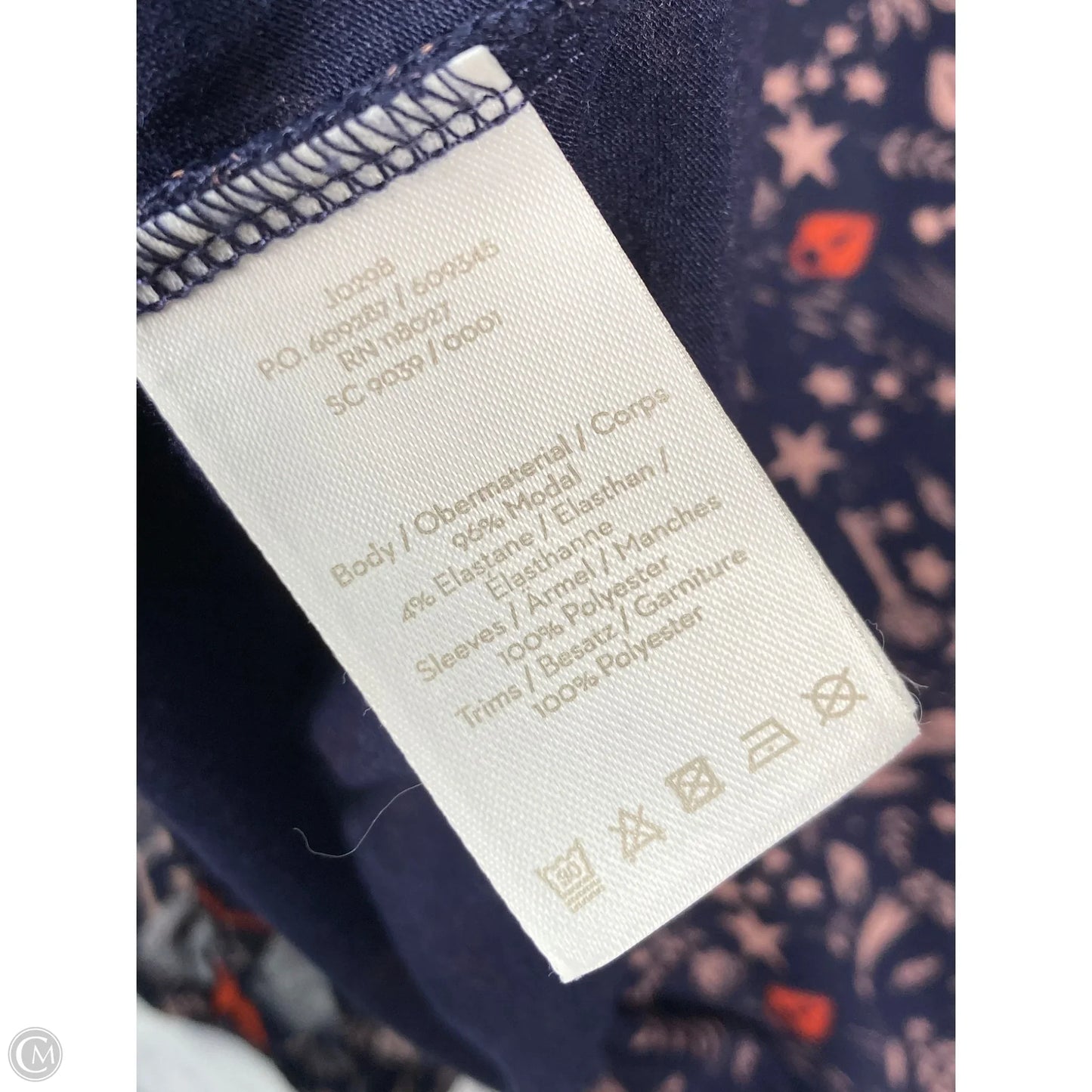 Top Long Sleeve By Boden In Blue & Cream, Size: Xl