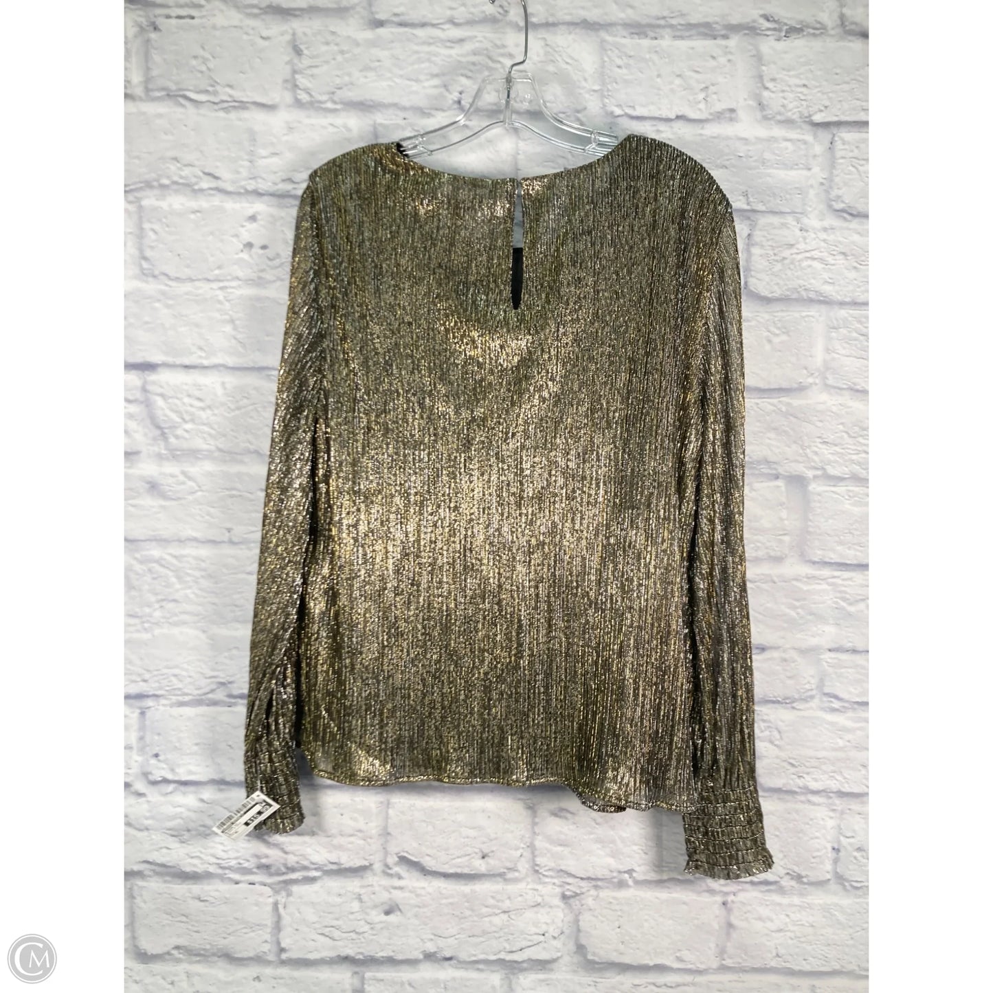 Blouse Long Sleeve By Banana Republic In Black & Gold, Size: Xl