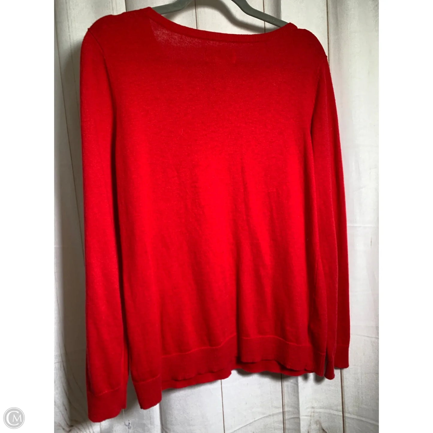 Top Long Sleeve By Elle In Red & White, Size: M