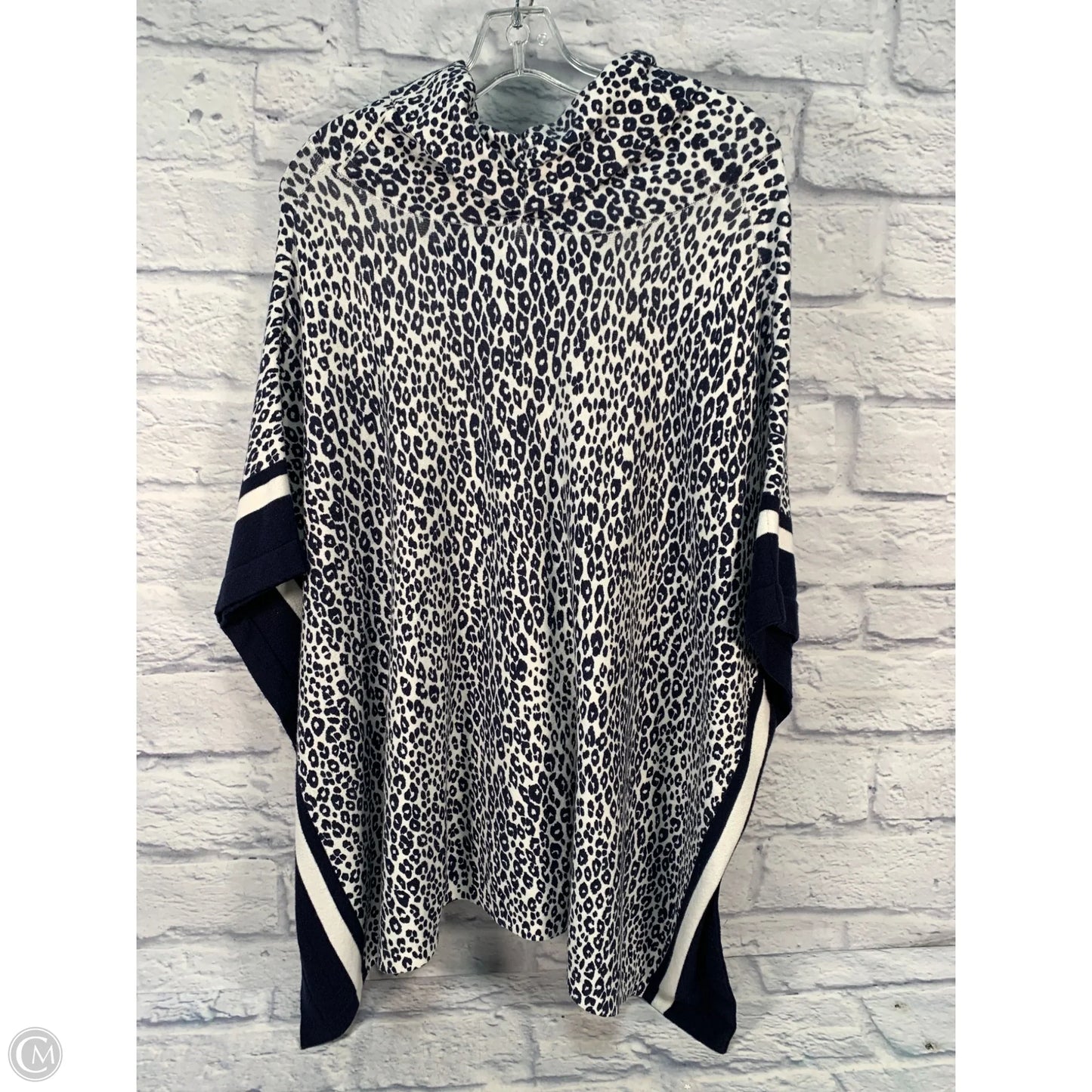 Poncho By Chicos In Blue & Cream, Size: S