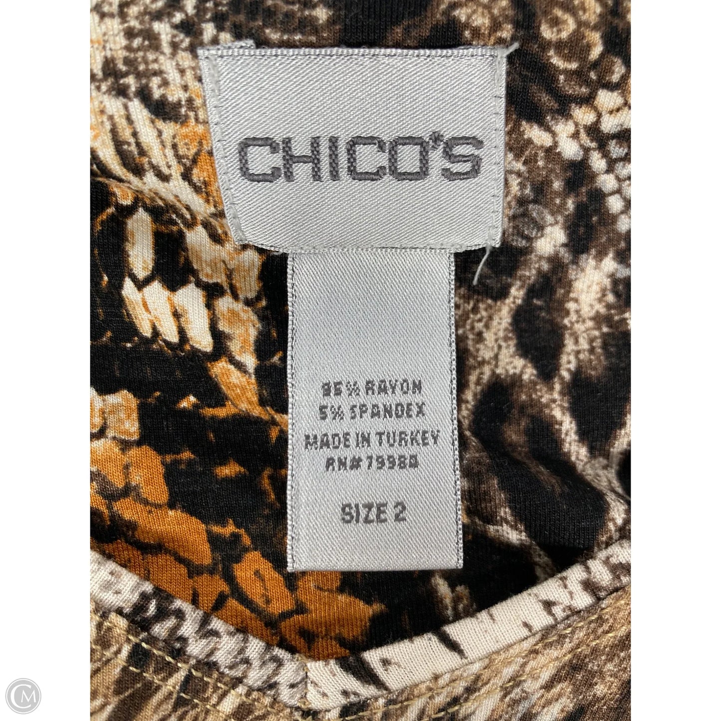 Top Short Sleeve By Chicos In Animal Print, Size: L