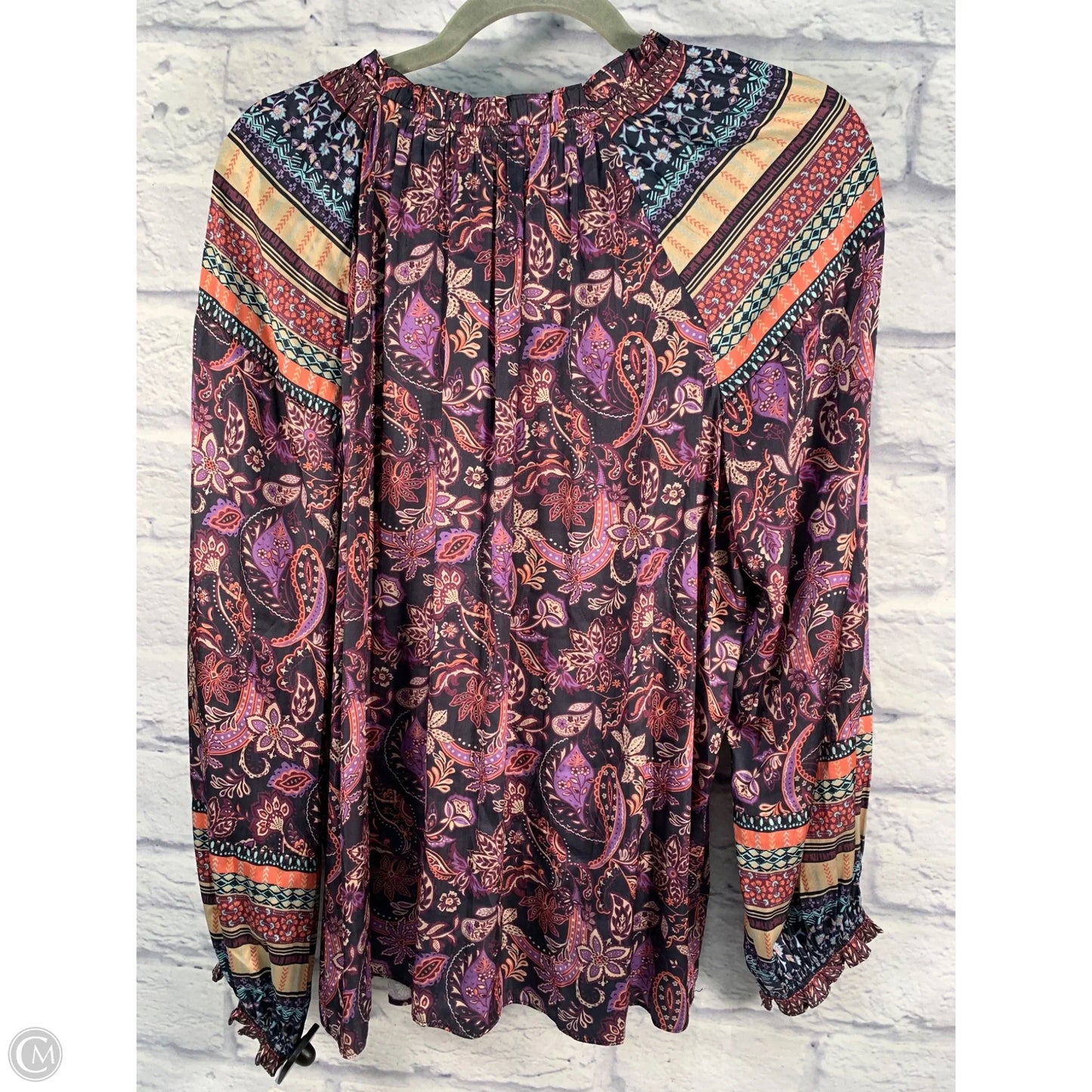Blouse Long Sleeve By Current Air In Brown & Purple, Size: L