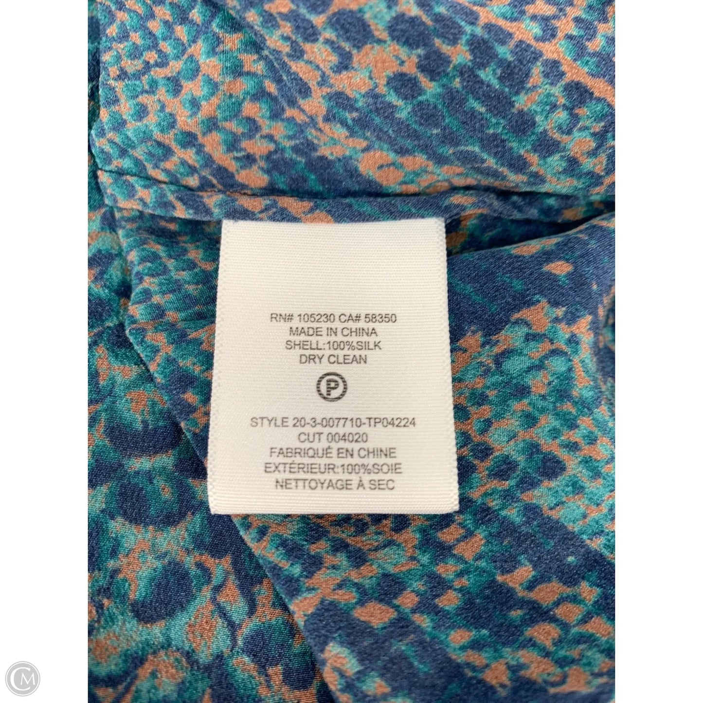 Blouse Long Sleeve By Joie In Blue & Green, Size: M