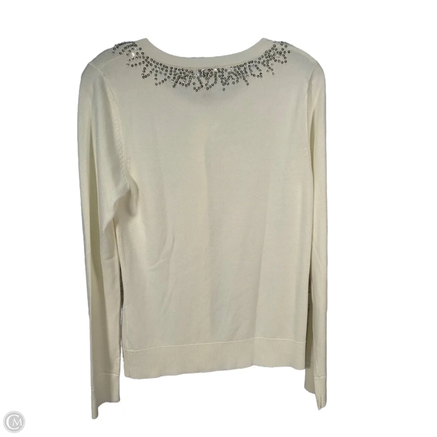 Cardigan By Clothes Mentor In Cream & Silver, Size: M