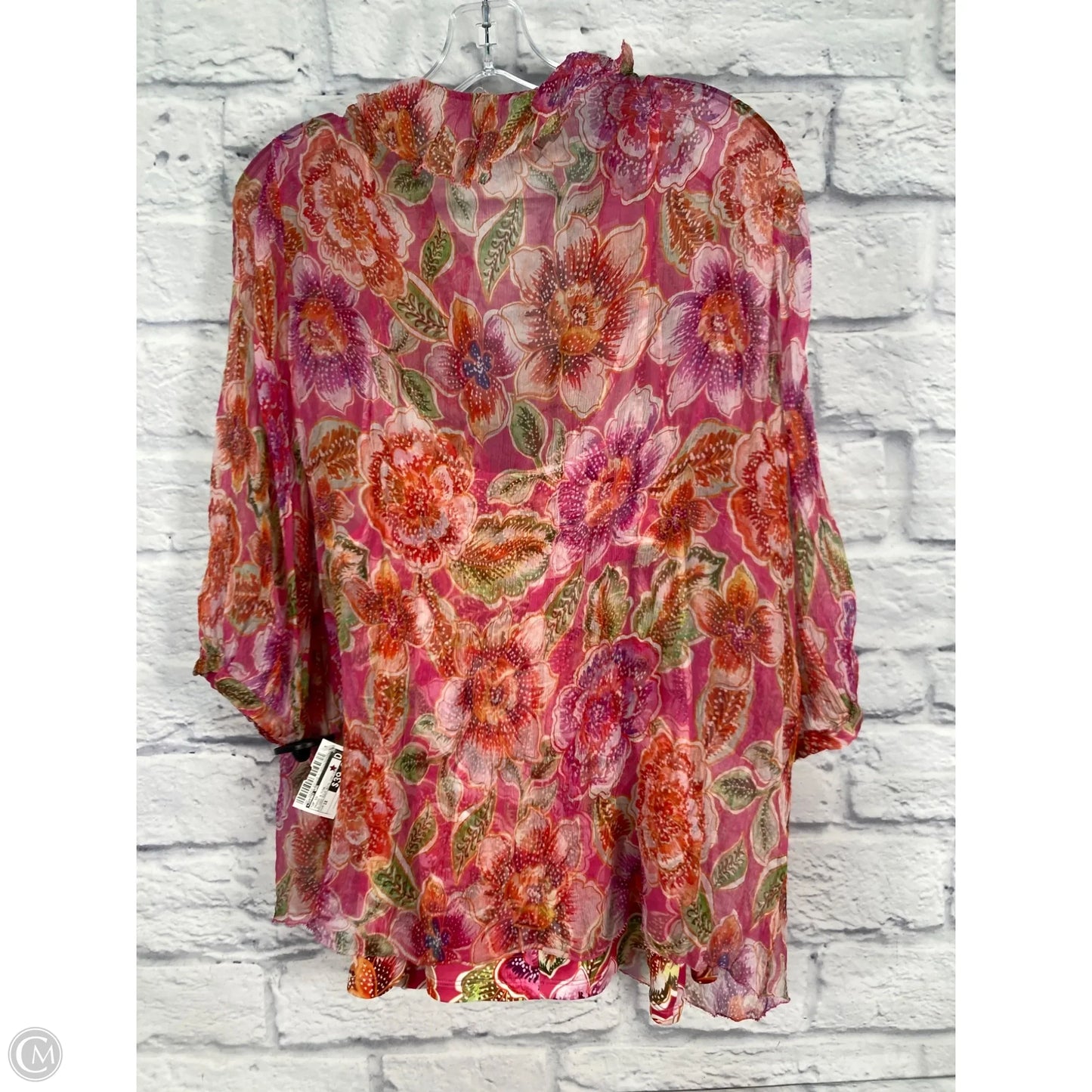 Top Short Sleeve By Johnny Was In Orange & Pink, Size: 1x