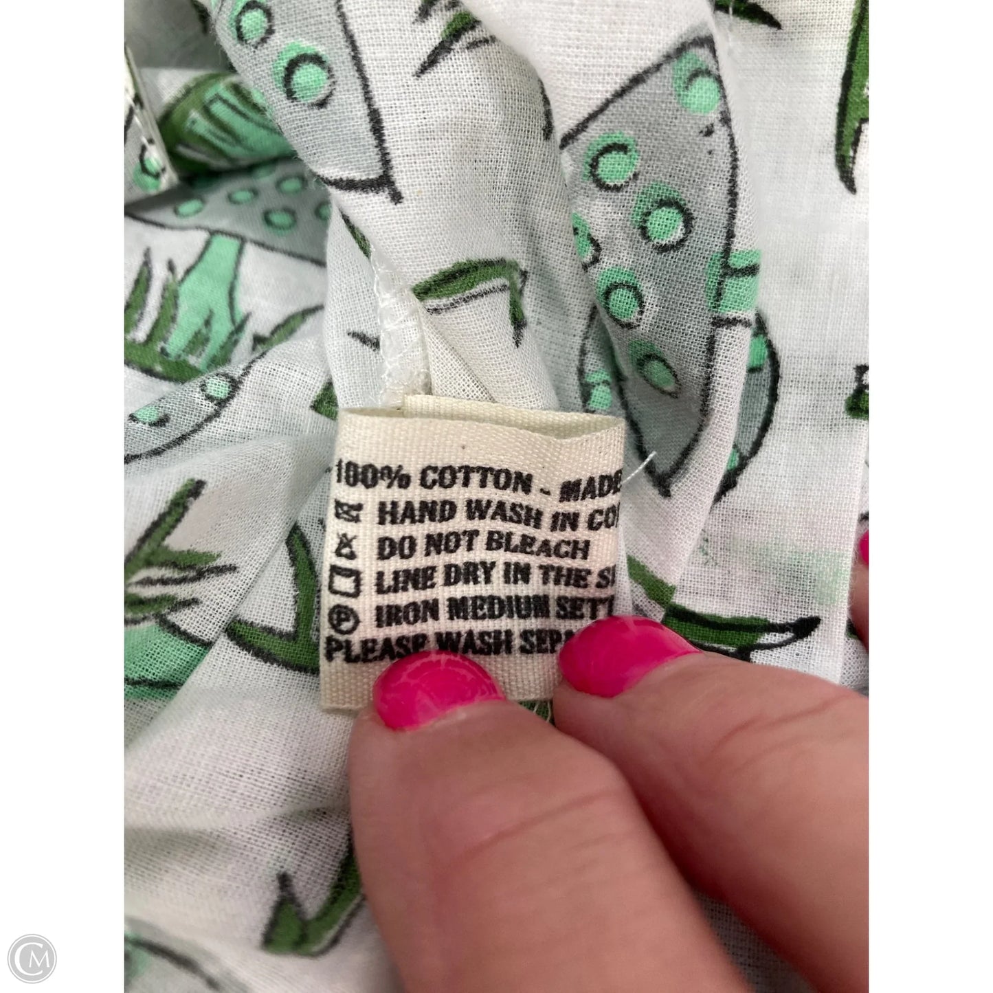 Blouse Long Sleeve By Clothes Mentor In Green & White, Size: M
