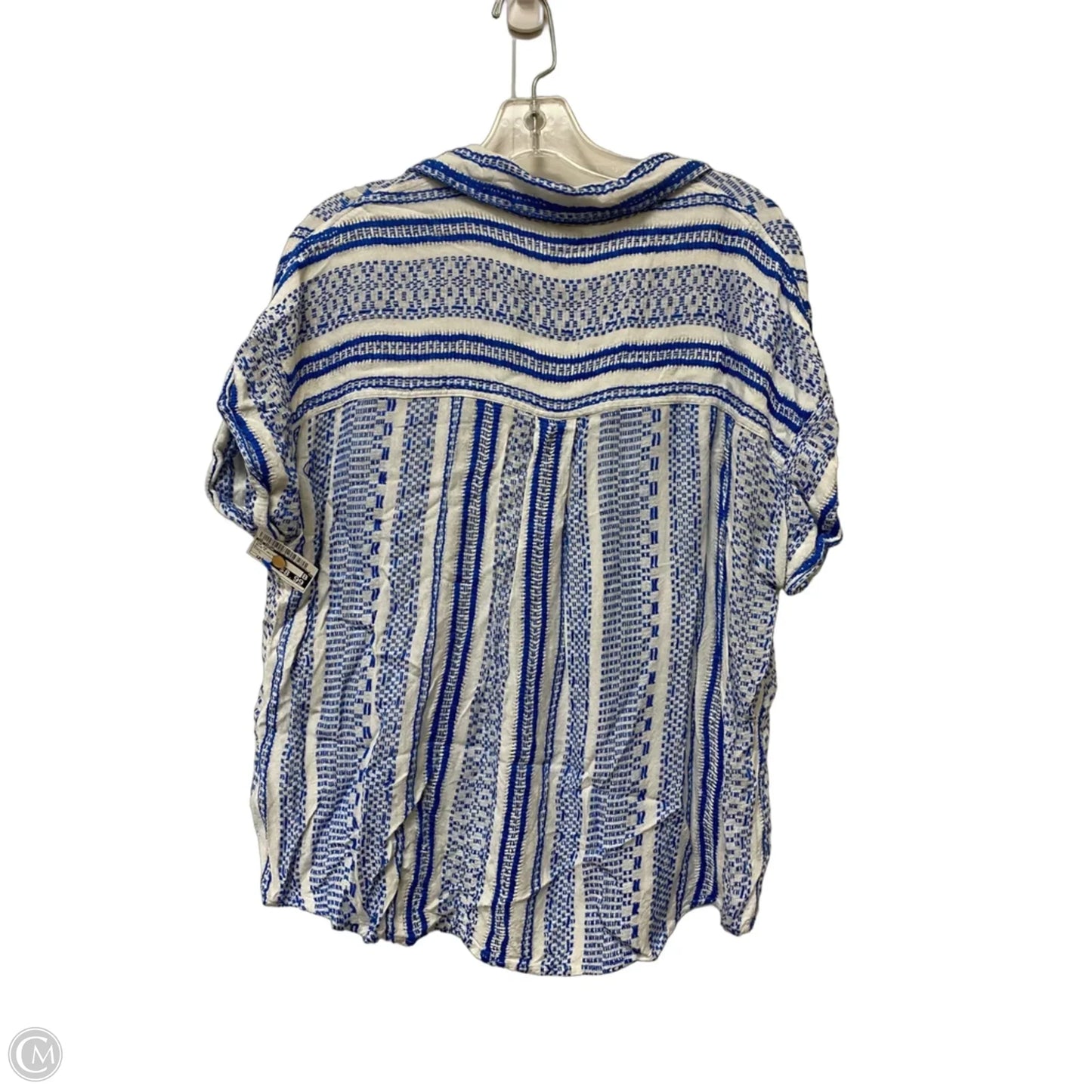 Top Short Sleeve By En Creme In Blue & White, Size: L