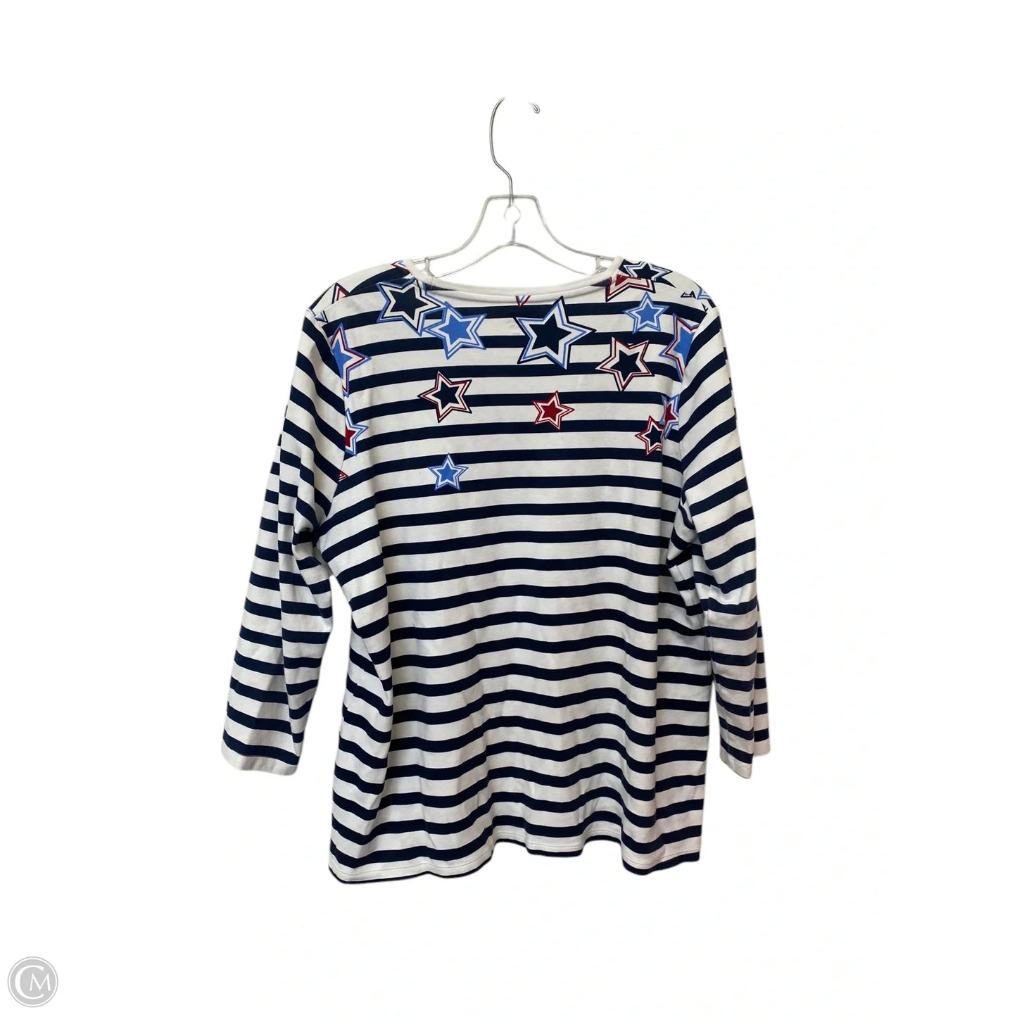 Top Long Sleeve By Kim Rogers In Blue & Red & White, Size: Xxl