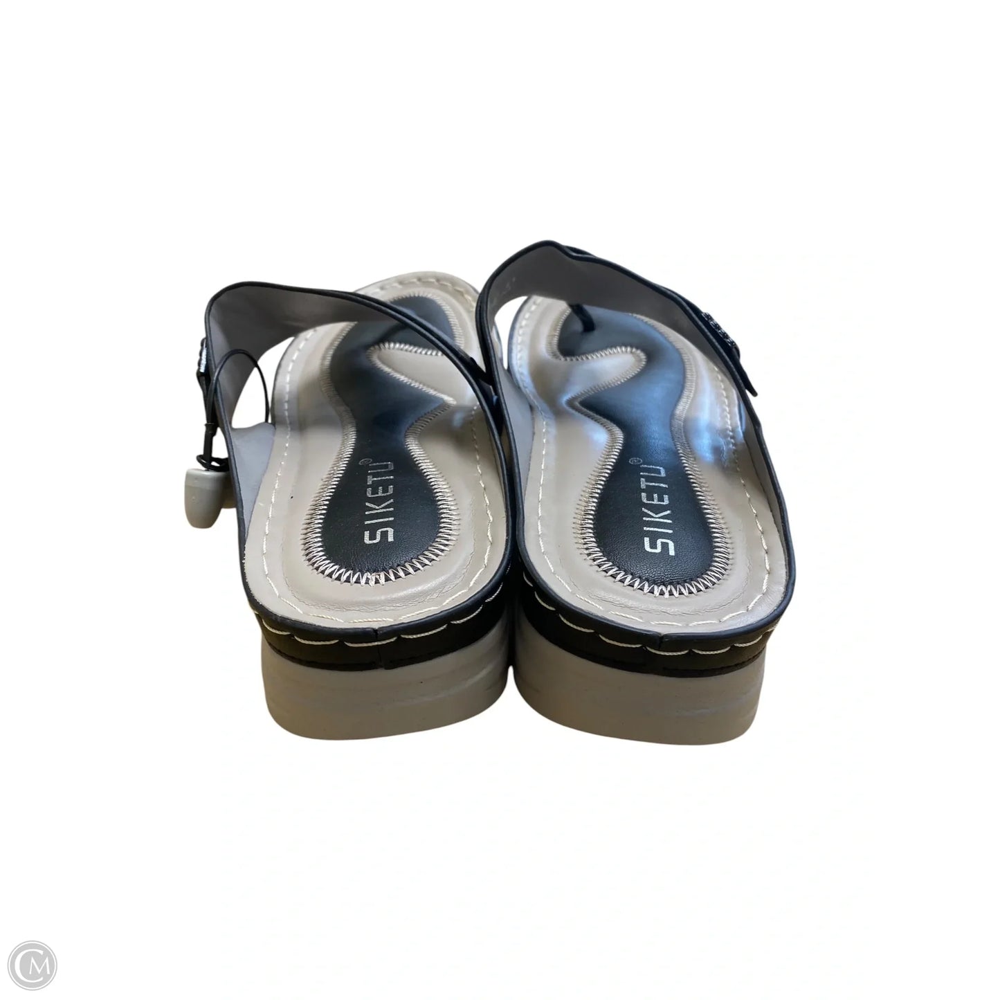 Sandals Heels Wedge By Cmc In Black & Grey, Size: 10