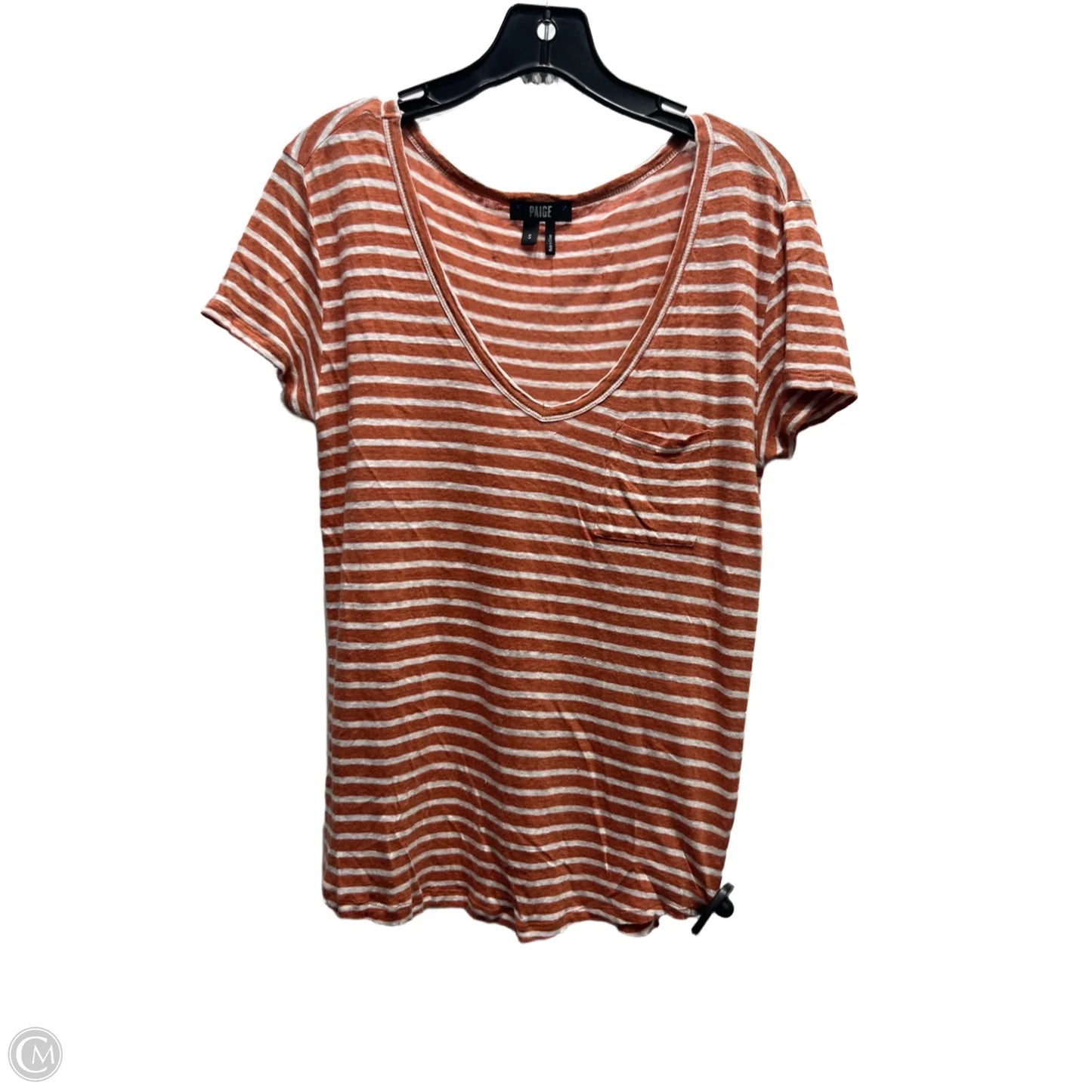 Top Short Sleeve By Paige In Orange & White, Size: S