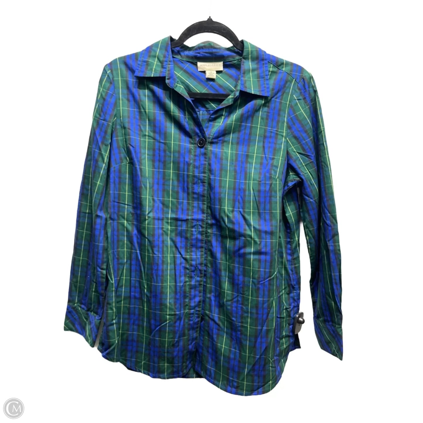 Top Long Sleeve By Appleseeds In Blue & Green, Size: 8