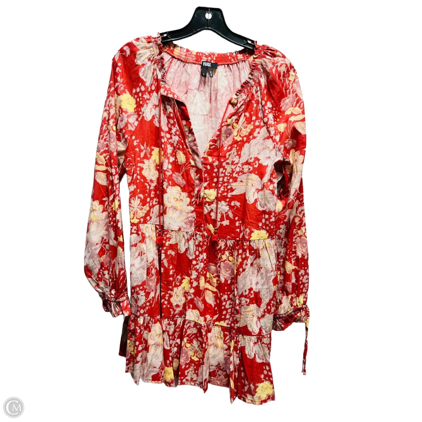 Tunic Long Sleeve By Paige In Red & Yellow, Size: S