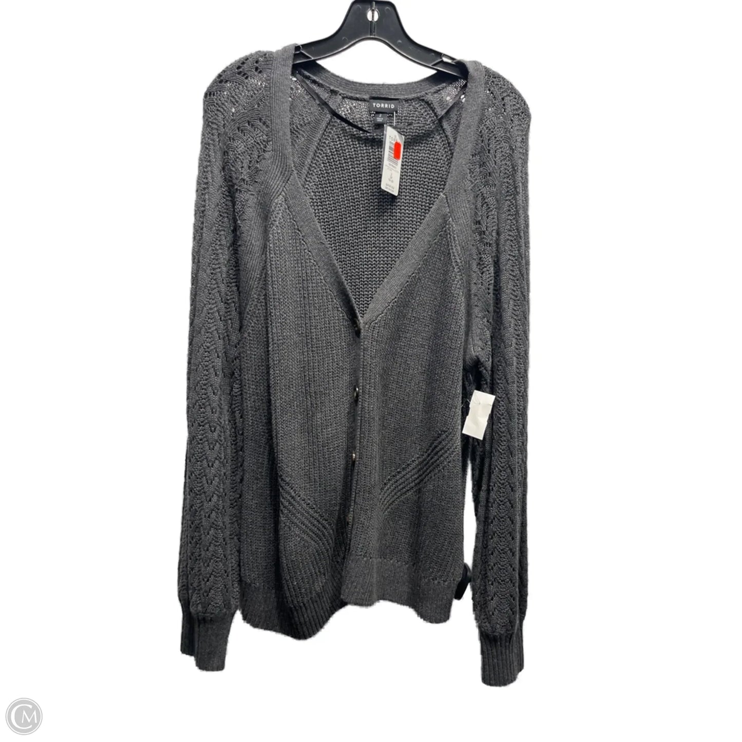 Sweater Cardigan By Torrid In Grey, Size: 2x