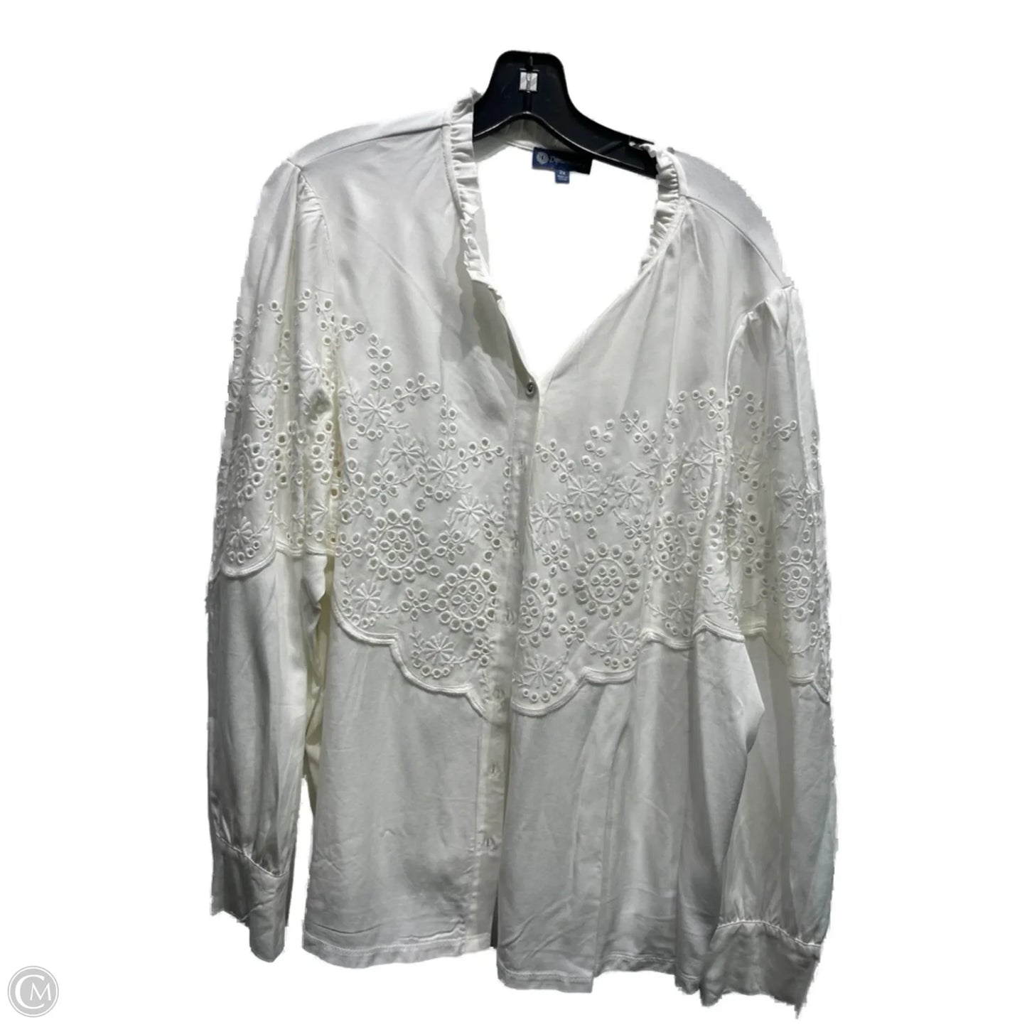 Top Long Sleeve By Democracy In White, Size: 2x