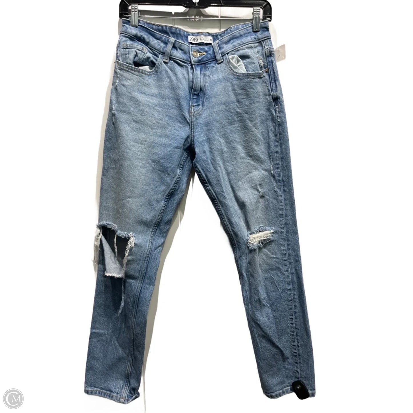 Jeans Straight By Zara In Blue Denim, Size: 4