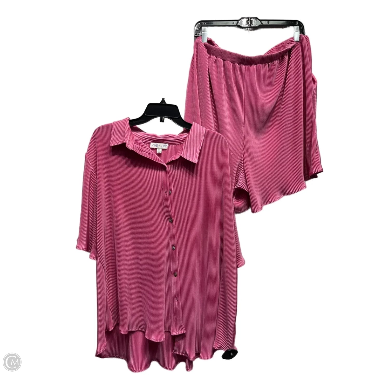 Shorts Set By She + Sky In Pink, Size: 1x