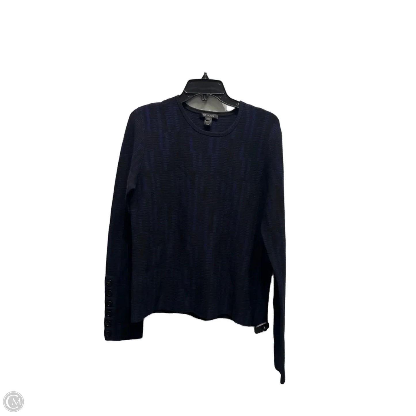 Sweater Luxury Designer By St John Collection In Black & Blue, Size: L