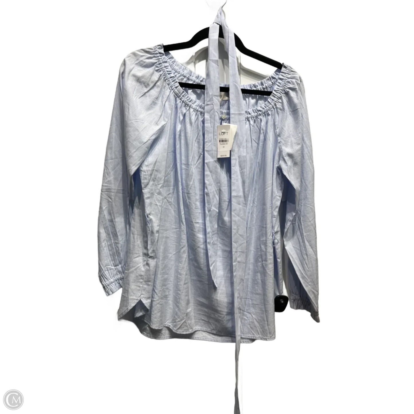 Top Long Sleeve By Loft In Blue & White, Size: M
