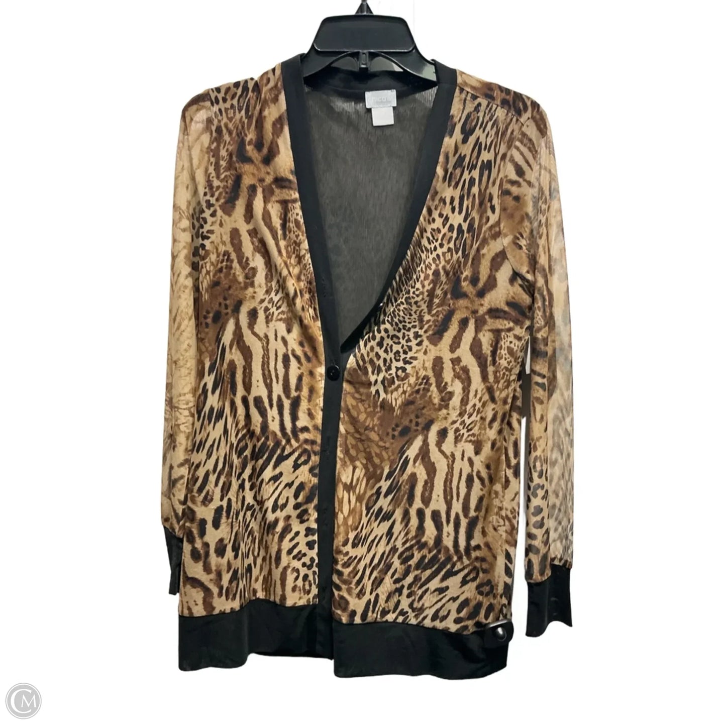 Sweater Cardigan By Chicos In Animal Print, Size: S